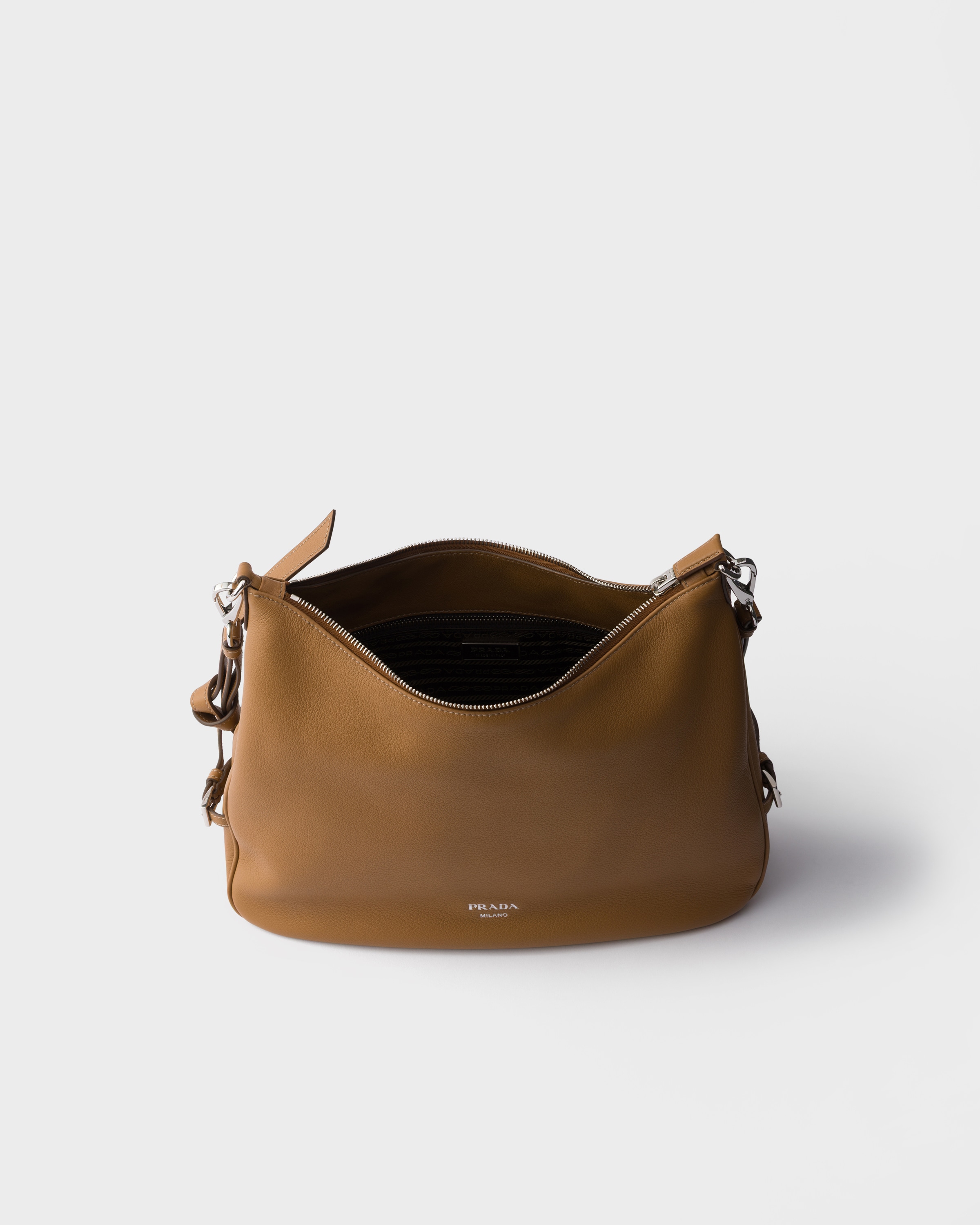 Caramel Prada Fold large leather shoulder bag | PRADA - United States