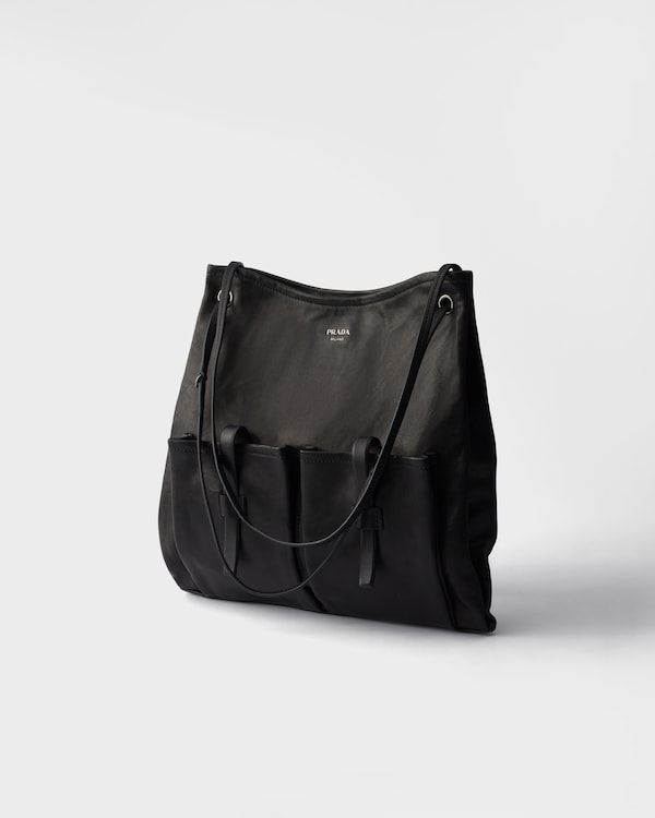 Grand sac en cuir - Noir Grand sac en cuir - Noir