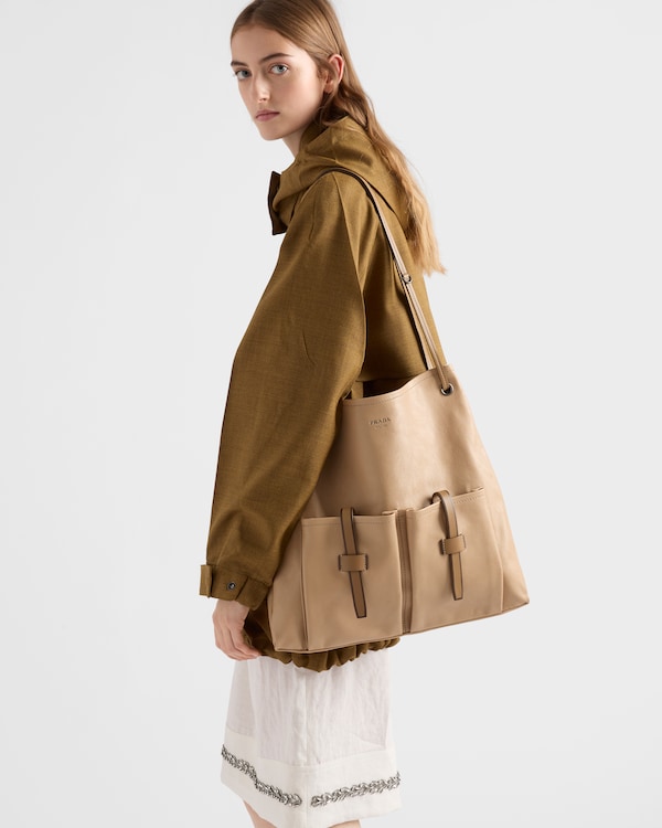 Bolsa Prada Route grande em couro - Bege Areia Bolsa Prada Route grande em couro - Bege Areia