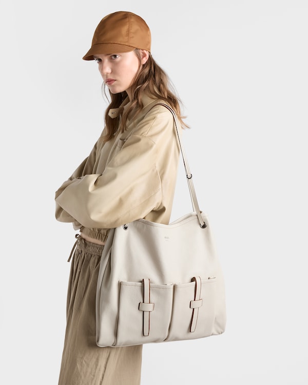 Bolso Prada Route grande de piel - Blanco Calizo Bolso Prada Route grande de piel - Blanco Calizo