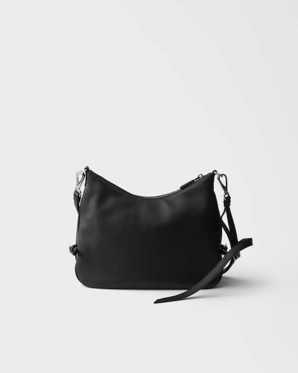 プラダ フォールド ミディアム レザーバッグ - ブラック プラダ フォールド ミディアム レザーバッグ - ブラック