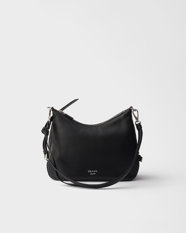 プラダ フォールド ミディアム レザーバッグ - ブラック プラダ フォールド ミディアム レザーバッグ - ブラック