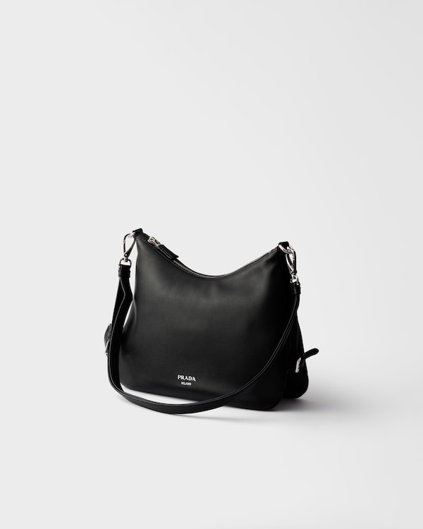 プラダ フォールド ミディアム レザーバッグ - ブラック プラダ フォールド ミディアム レザーバッグ - ブラック