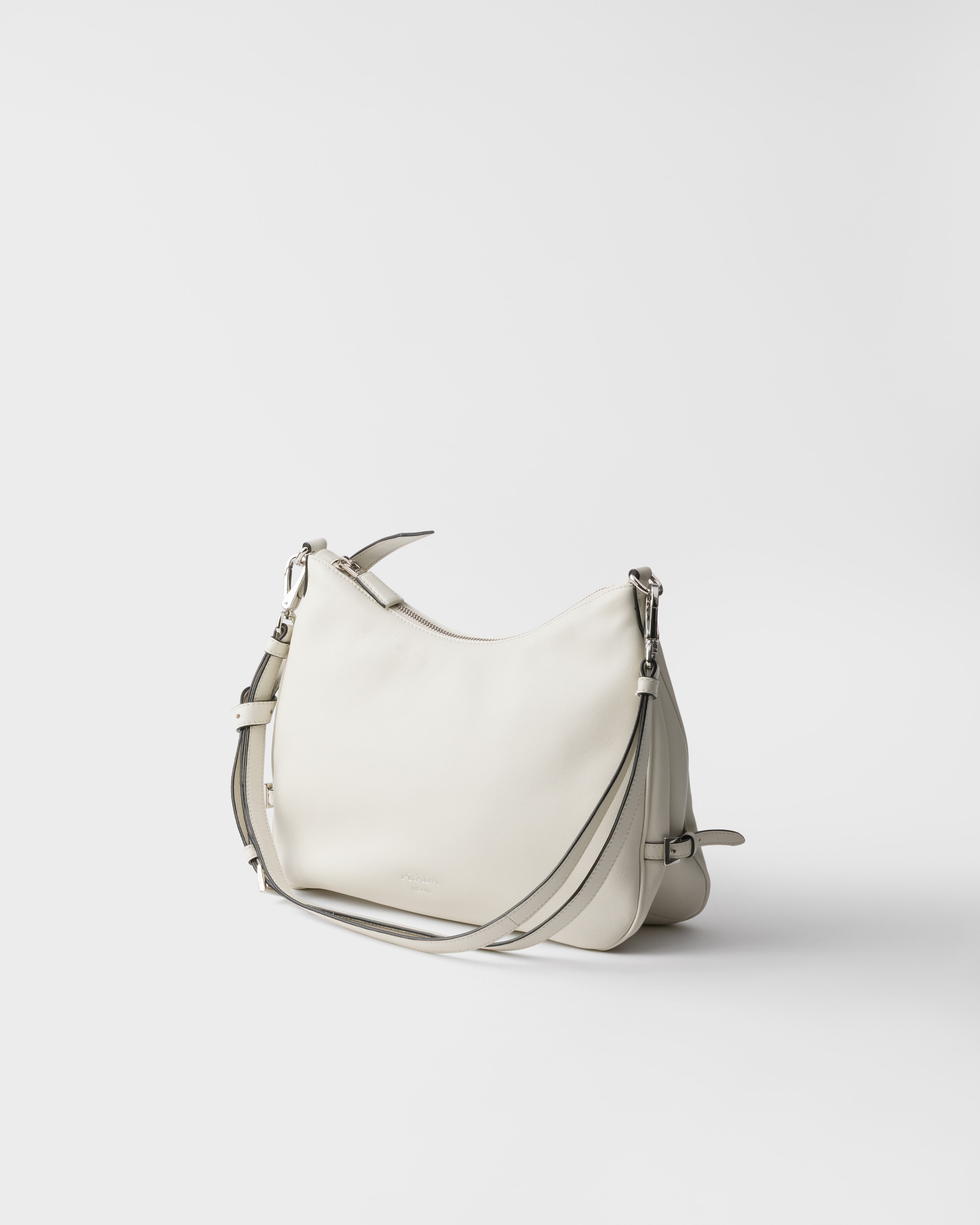 ホワイト プラダ フォールド ミディアム レザーバッグ | PRADA - 日本