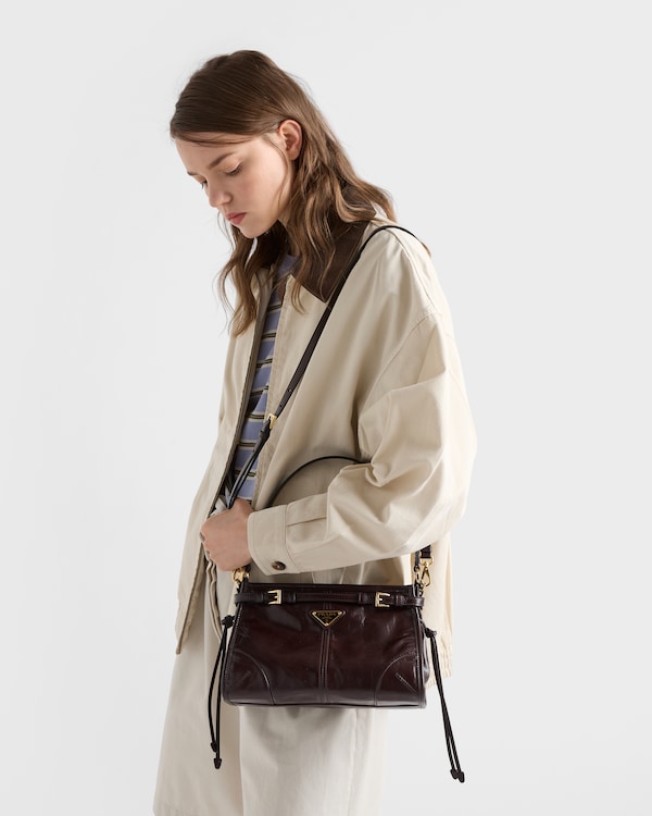 Kleine Prada Bonnie Handtasche aus Leder - Dunkelbraun Kleine Prada Bonnie Handtasche aus Leder - Dunkelbraun