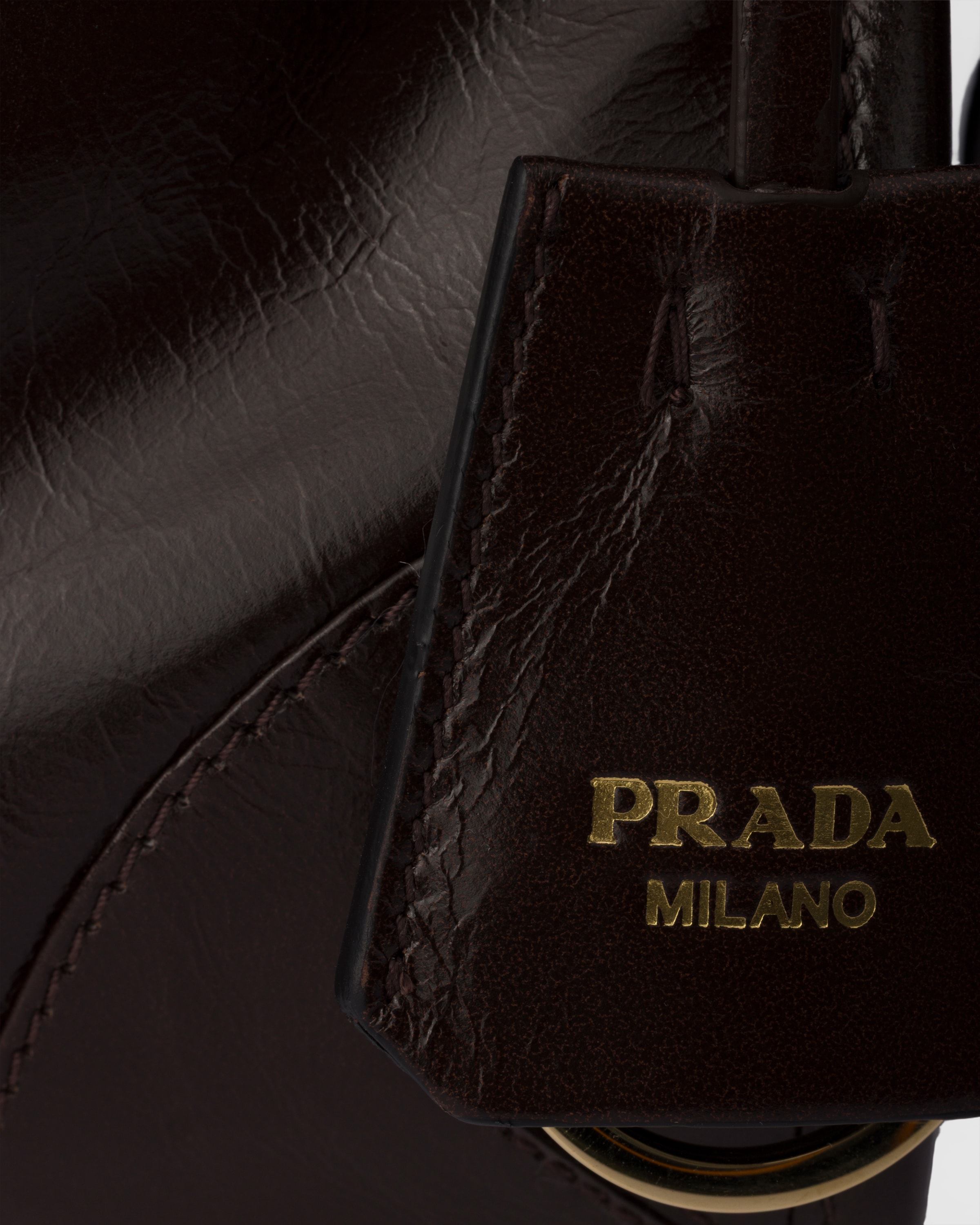 Dark Brown Prada Bonnie Small Leather Handbag | PRADA - United States