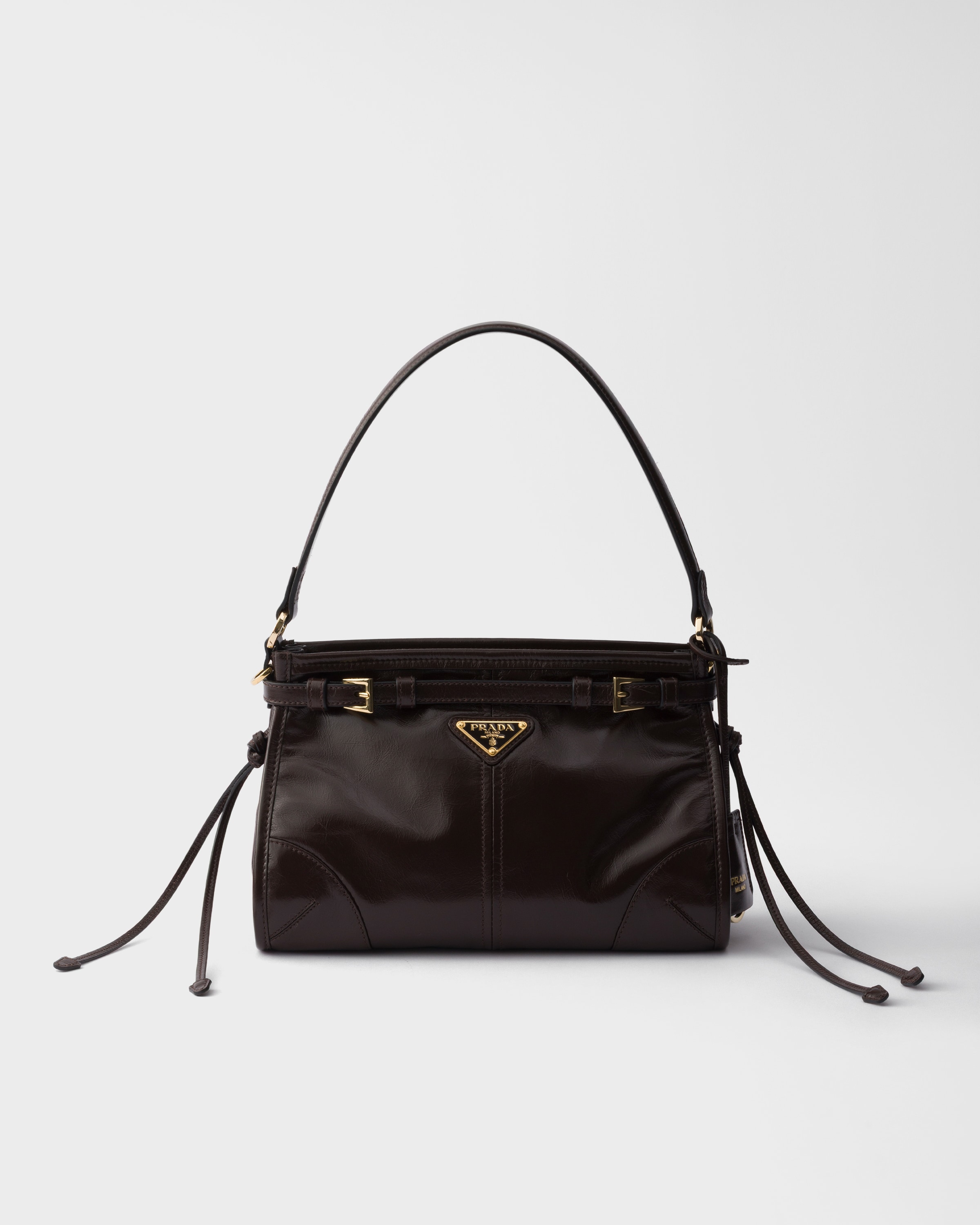 Dark Brown Prada Bonnie small leather handbag | PRADA - United States