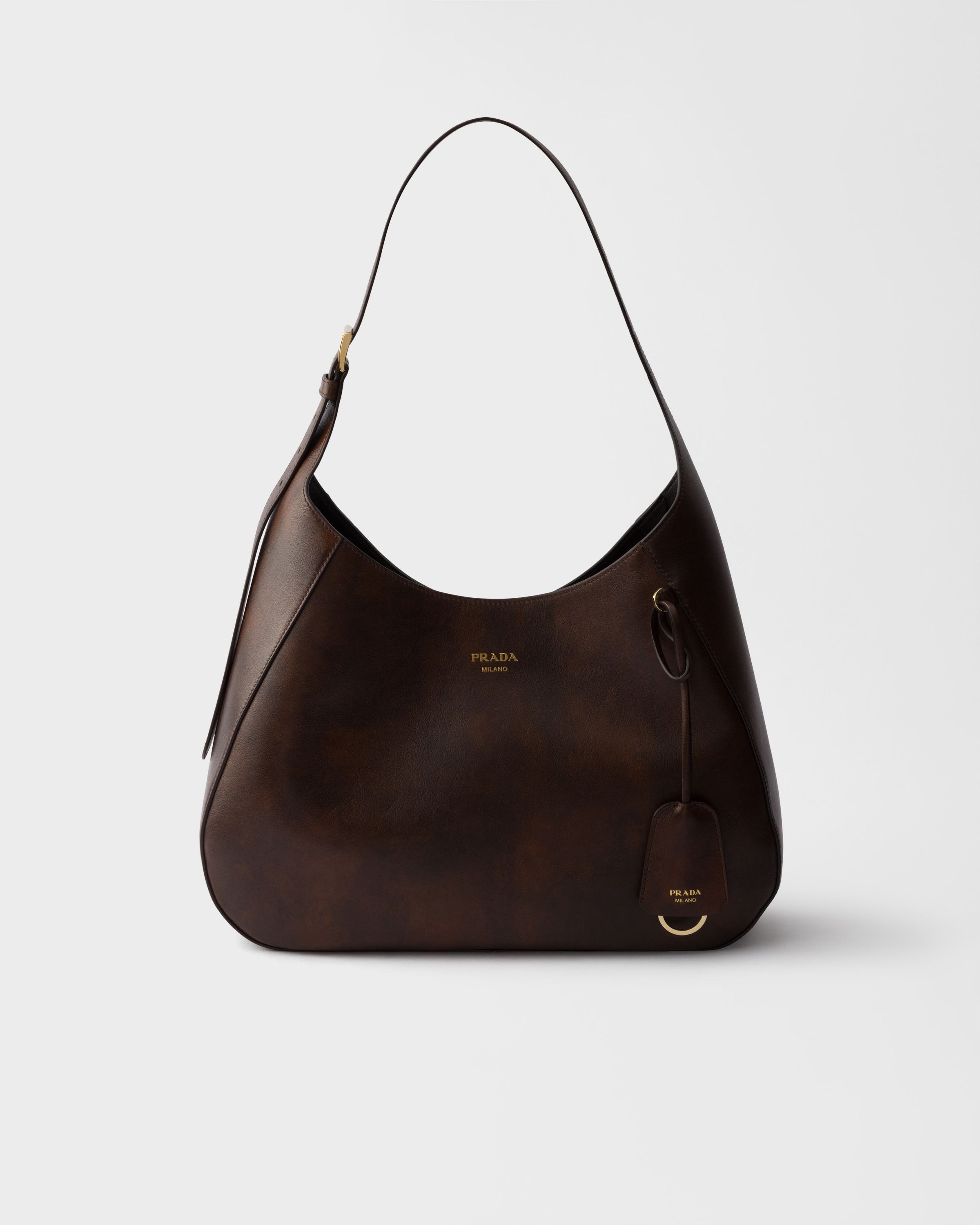 Cocoa Brown Prada Boogie Large Leather Bag | PRADA - United States