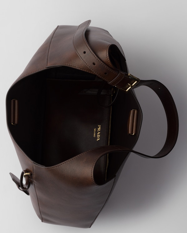 Grand sac Prada Boogie en cuir - Marron Cacao Grand sac Prada Boogie en cuir - Marron Cacao