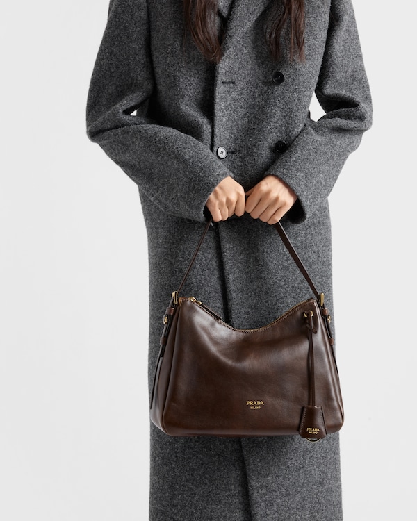Sac porté épaule Prada Aimée en cuir - Marron Cacao Sac porté épaule Prada Aimée en cuir - Marron Cacao