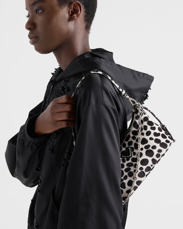 Printed calf hair mini-bag - White/Black Printed calf hair mini-bag - White/Black