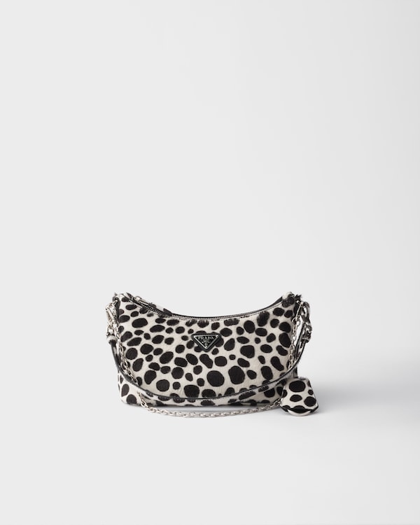 Printed calf hair mini-bag - White/Black Printed calf hair mini-bag - White/Black