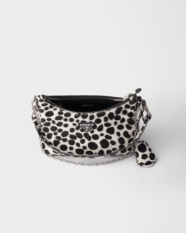 Printed calf hair mini-bag - White/Black Printed calf hair mini-bag - White/Black
