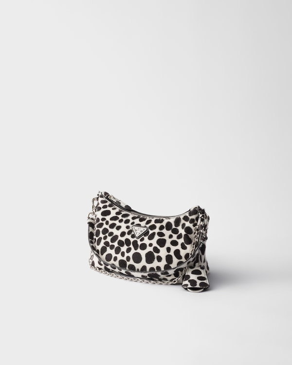 Printed calf hair mini-bag - White/Black Printed calf hair mini-bag - White/Black
