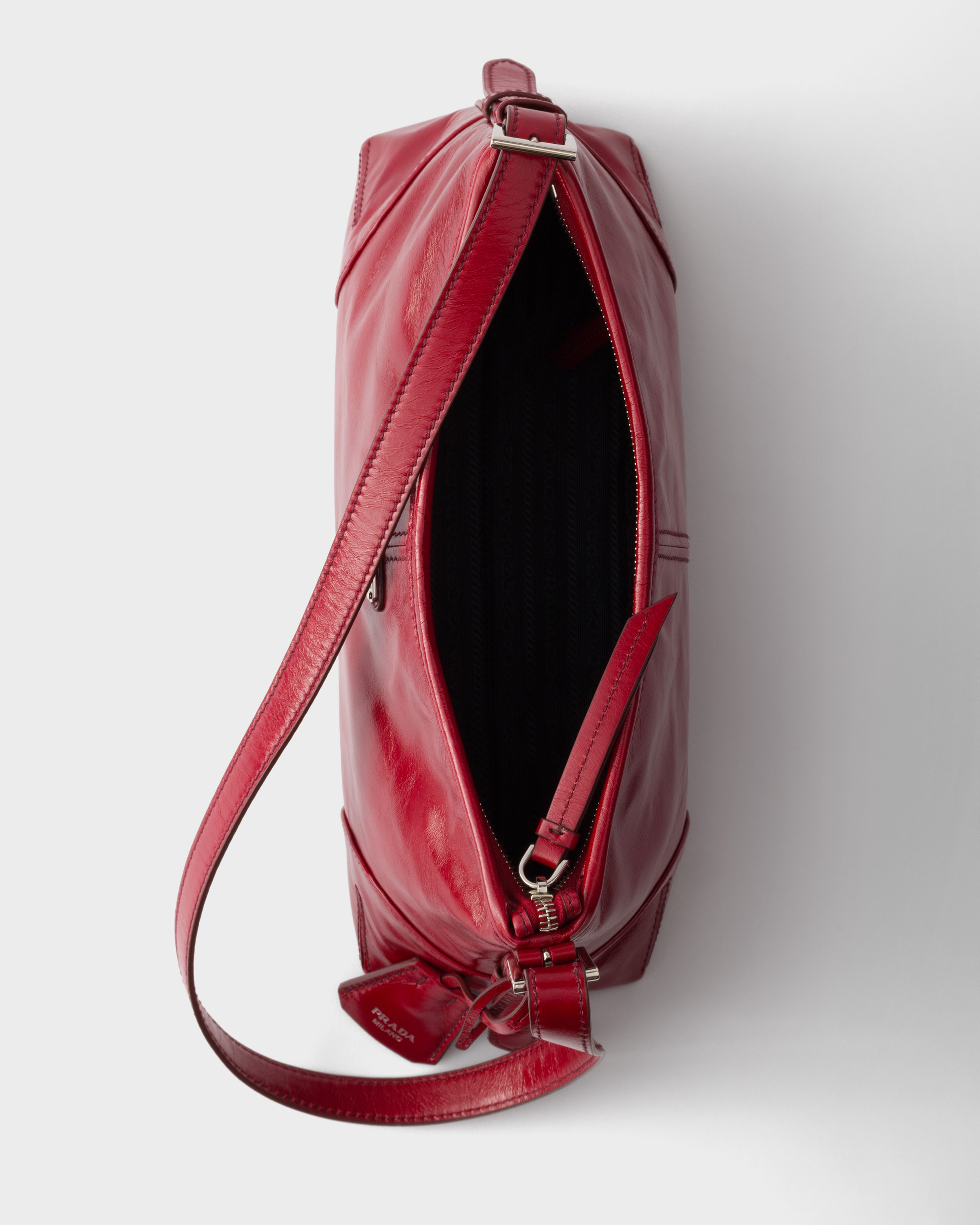 Ruby Red Prada Aimèe Medium Leather Shoulder Bag | PRADA - United