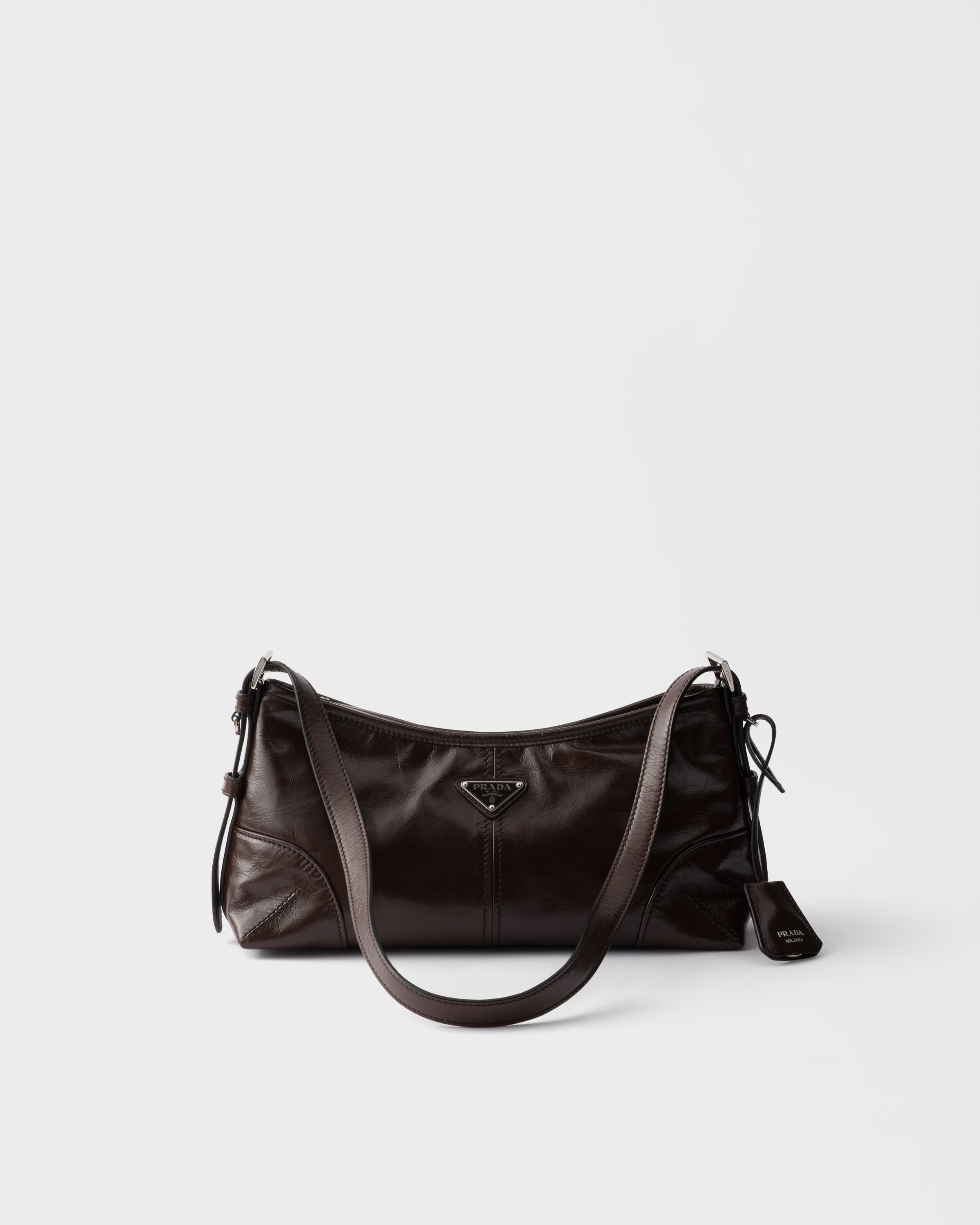 Dark Brown Prada Aimèe Medium Leather Shoulder Bag | PRADA