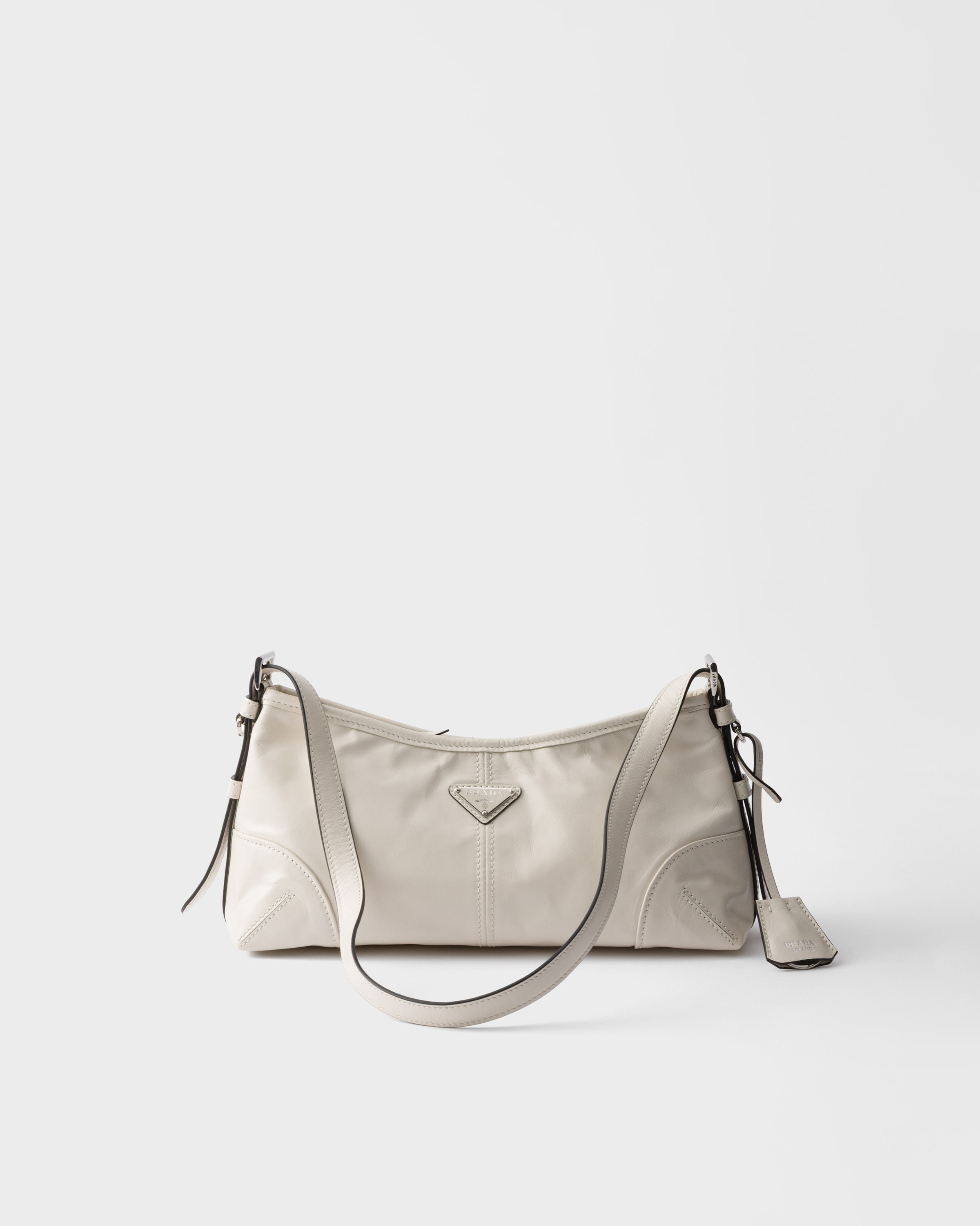 White Prada Aimèe Medium Leather Shoulder Bag | PRADA - Japan