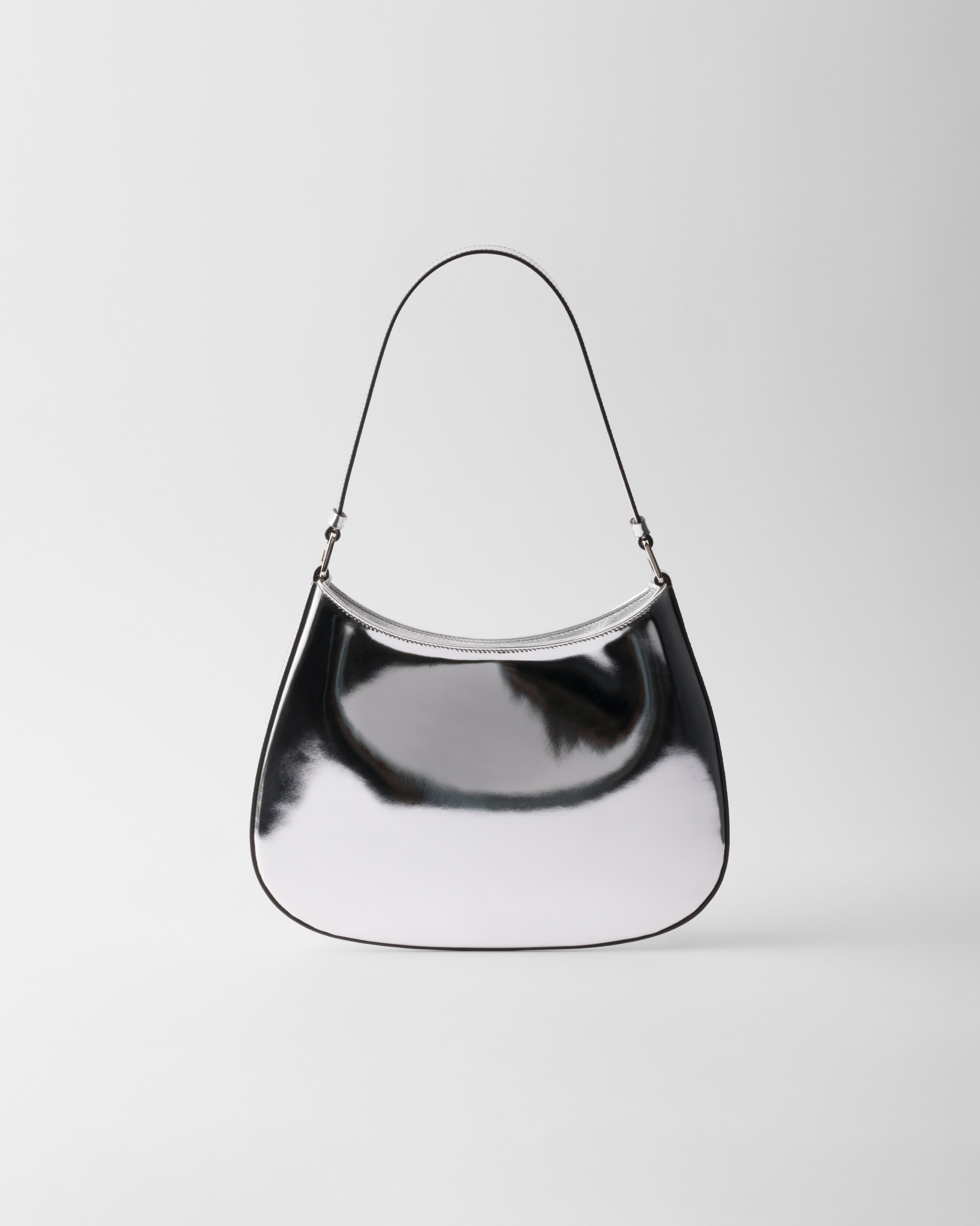 Prada Cleo Printed Brushed Leather Shoulder Bag In Silber