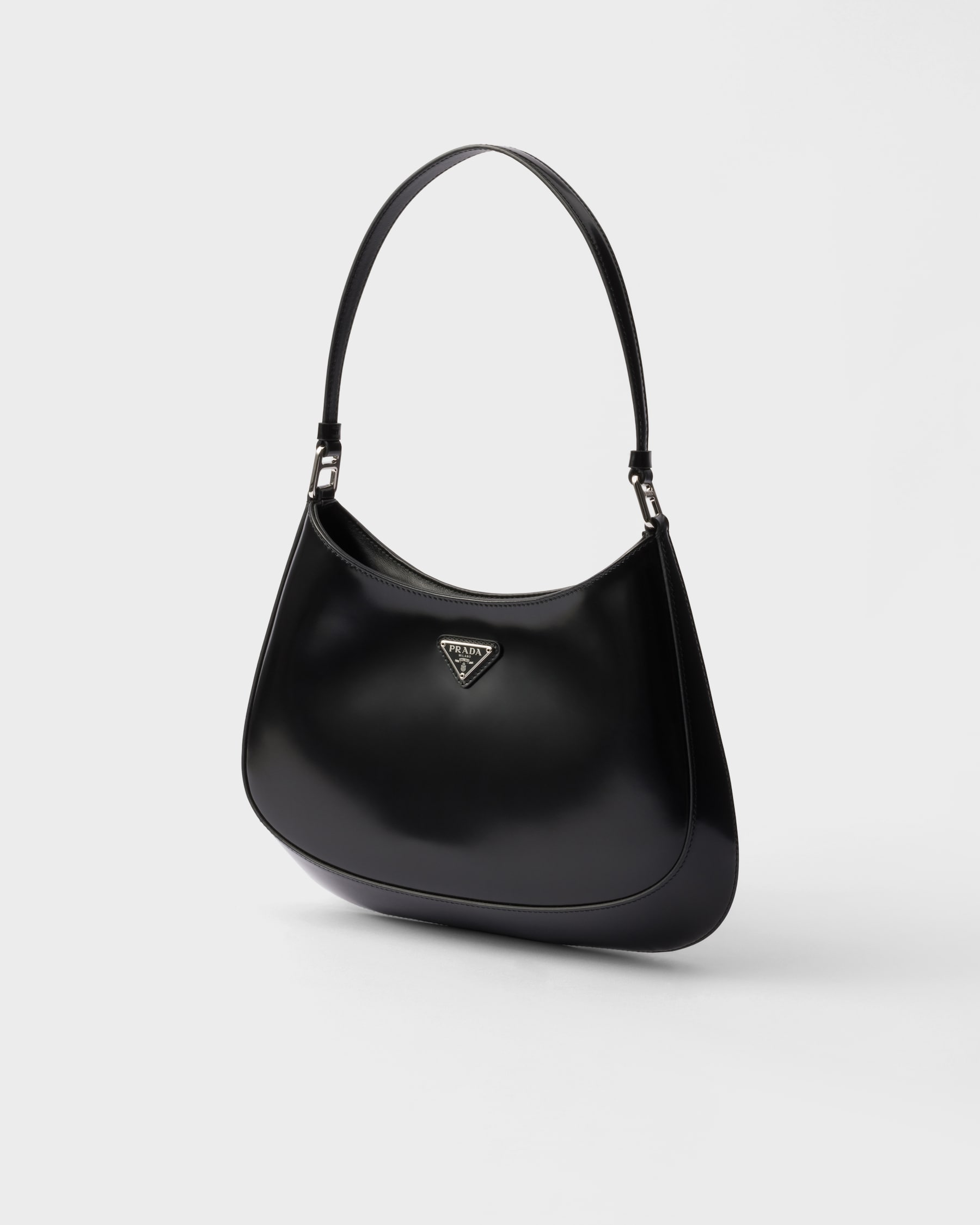 Black Prada Cleo Brushed Leather Shoulder Bag PRADA