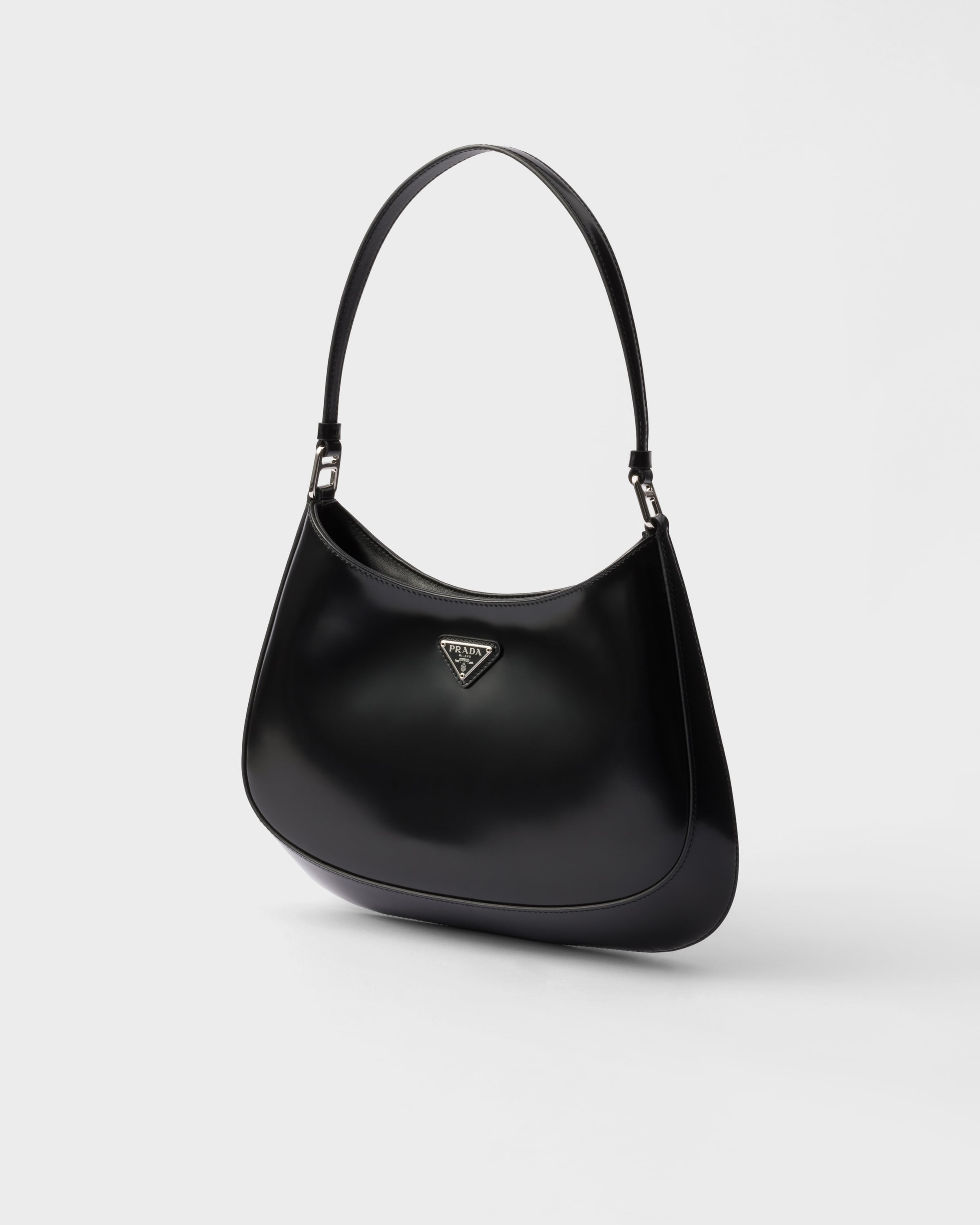 Black Prada Cleo Brushed Leather Shoulder Bag PRADA
