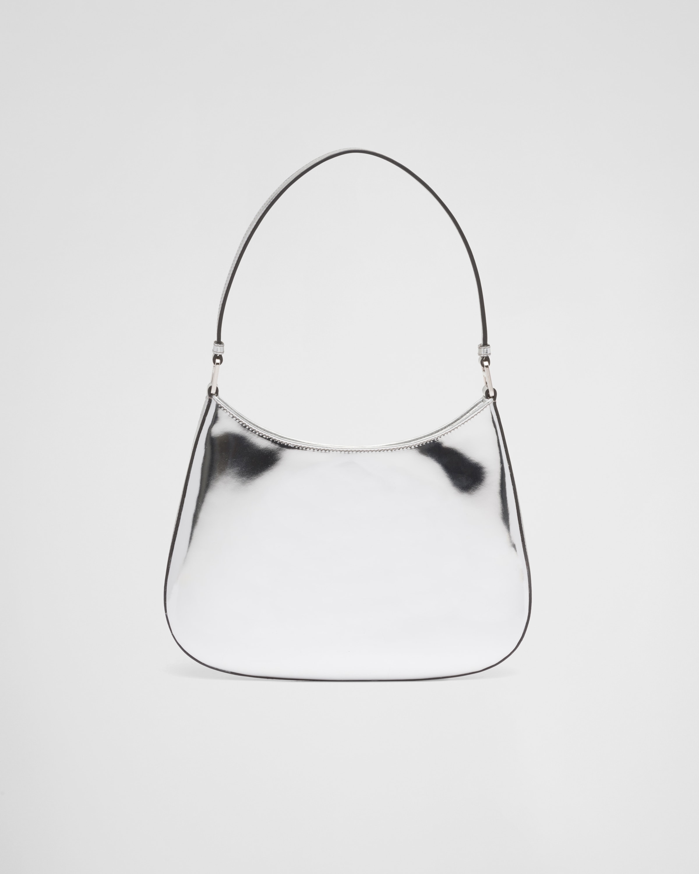 Silver Prada Cleo Brushed Leather Shoulder Bag PRADA