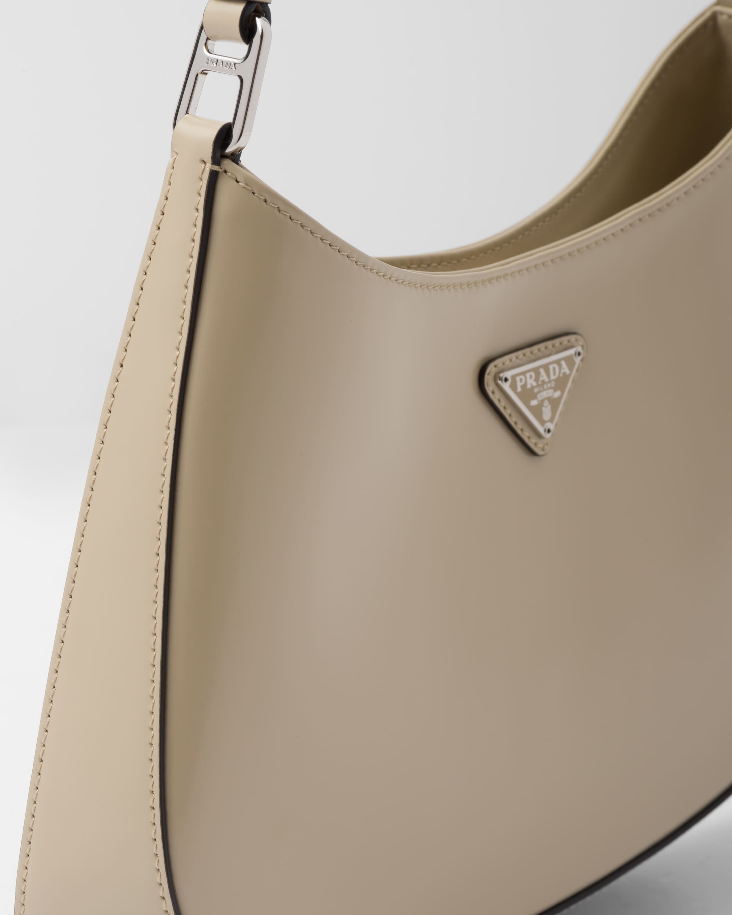 ☆韓国の人気☆【PRADA】☆PRADA logo brushed cleo ba.g☆ Silver Prada Cleo brushed leather shoulder bag | PRADA