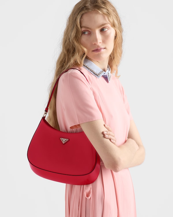 Prada Cleo brushed leather shoulder bag - Scarlet Prada Cleo brushed leather shoulder bag - Scarlet