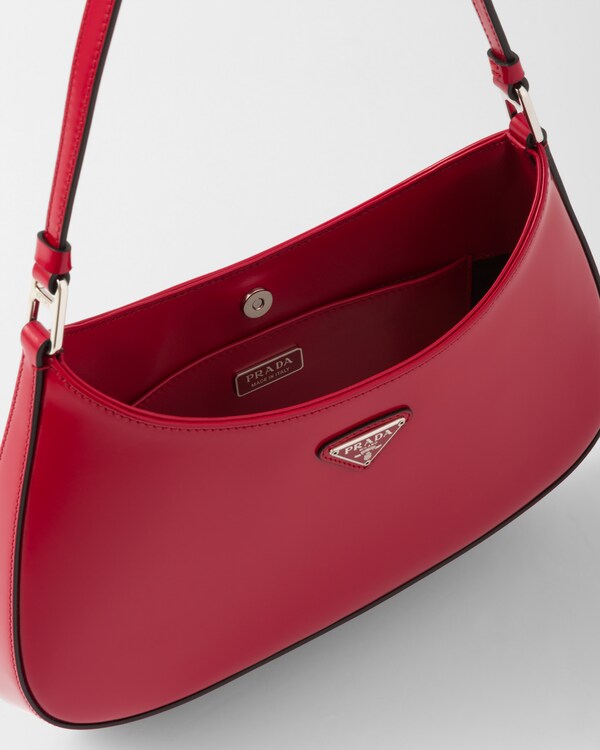 Prada Cleo brushed leather shoulder bag - Scarlet Prada Cleo brushed leather shoulder bag - Scarlet