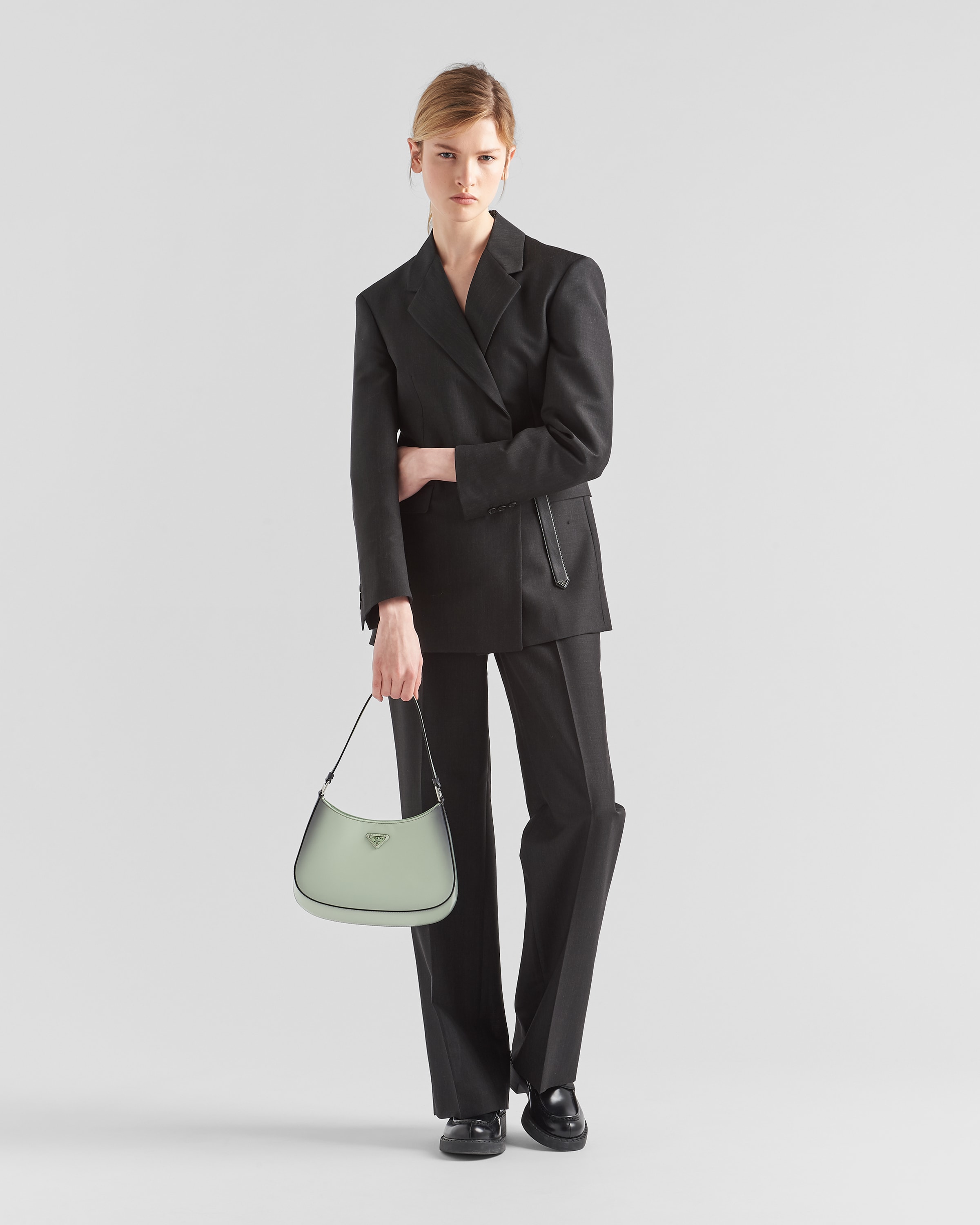 Gradient Aqua Prada Cleo Brushed Leather Shoulder Bag PRADA