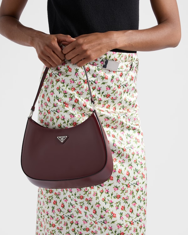 Prada Cleo brushed leather shoulder bag - Burgundy Prada Cleo brushed leather shoulder bag - Burgundy