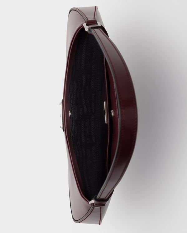 Prada Cleo brushed leather shoulder bag - Burgundy Prada Cleo brushed leather shoulder bag - Burgundy
