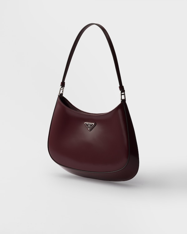 Prada Cleo brushed leather shoulder bag - Burgundy Prada Cleo brushed leather shoulder bag - Burgundy