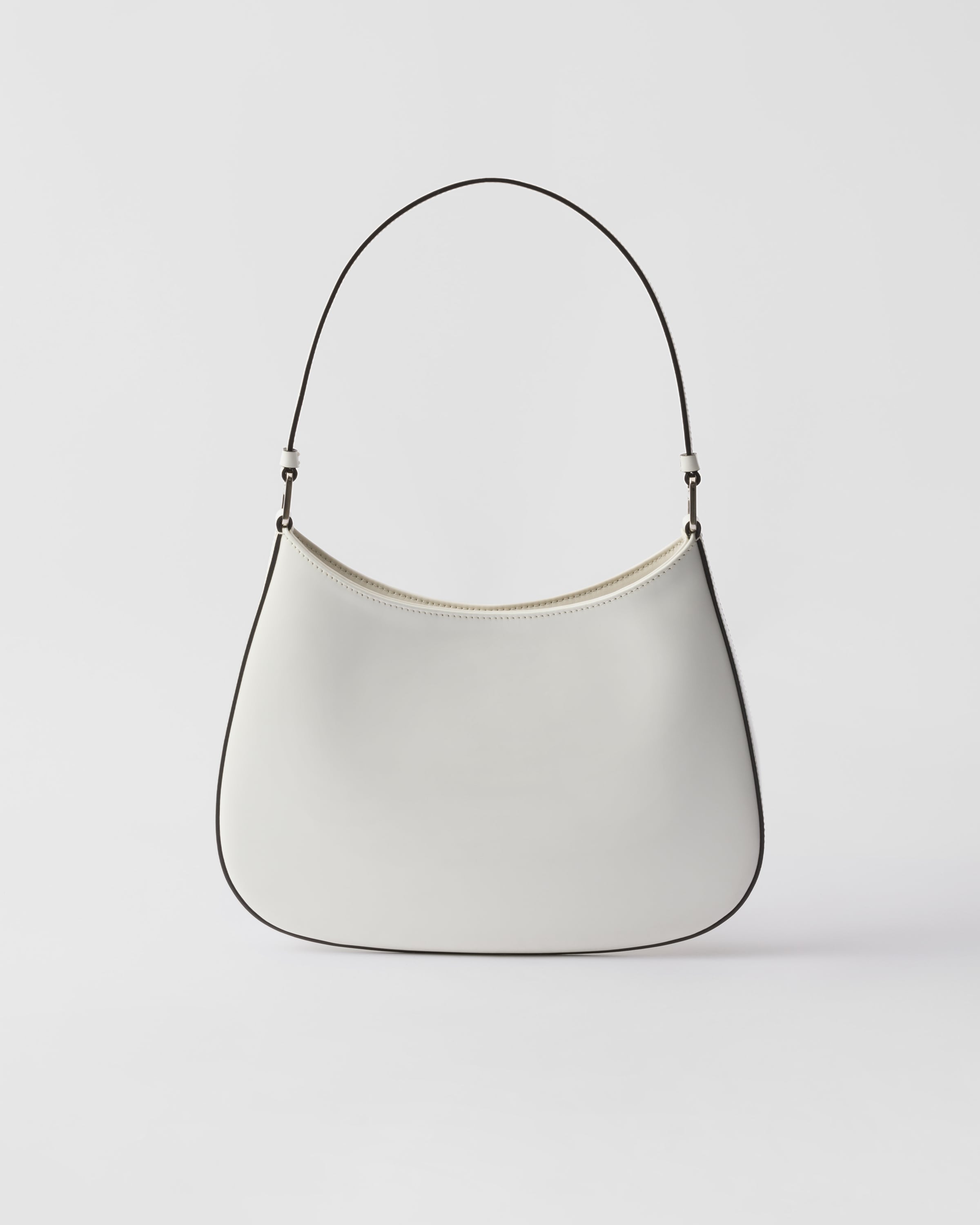 White Prada Cleo Brushed Leather Shoulder Bag PRADA