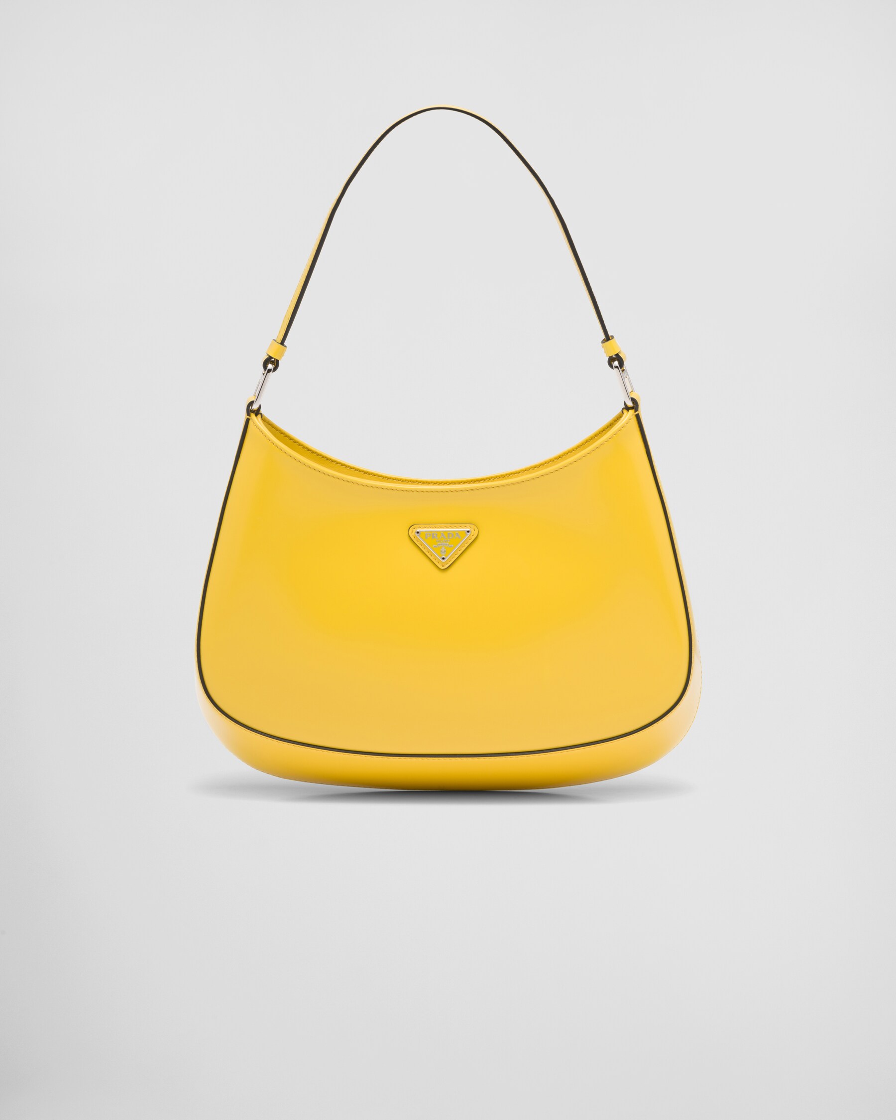 Bright Yellow Prada Cleo Brushed Leather Shoulder Bag PRADA