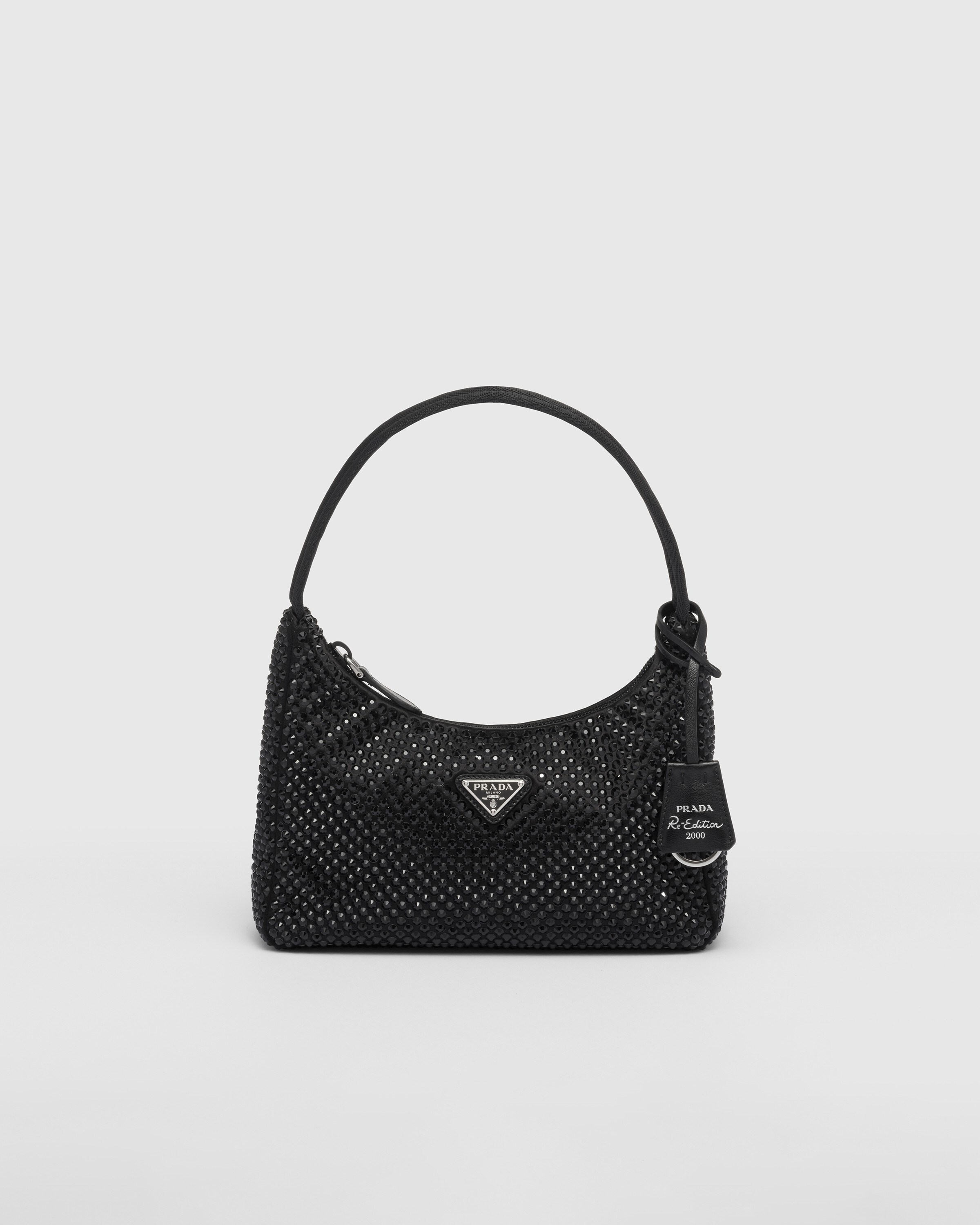 Shop Prada Satin Mini-bag With Crystals In Black