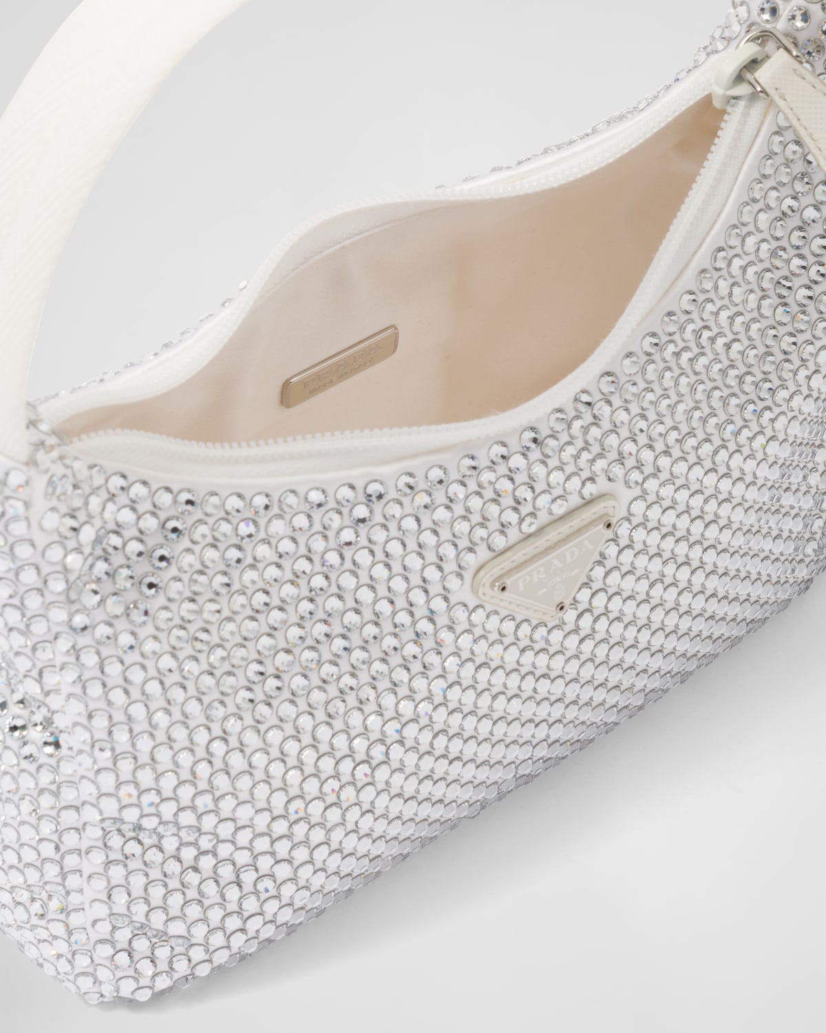 MINI 17 LADY BAG IN WHITE SATIN EMBROIDERED WITH BEADS main image 0
