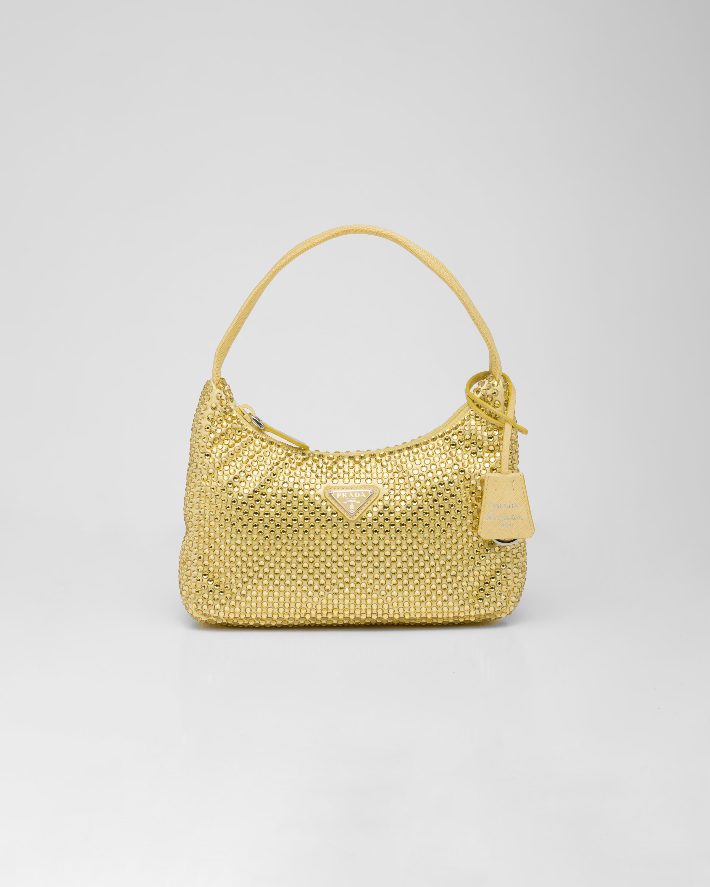 Satin mini bag with crystals