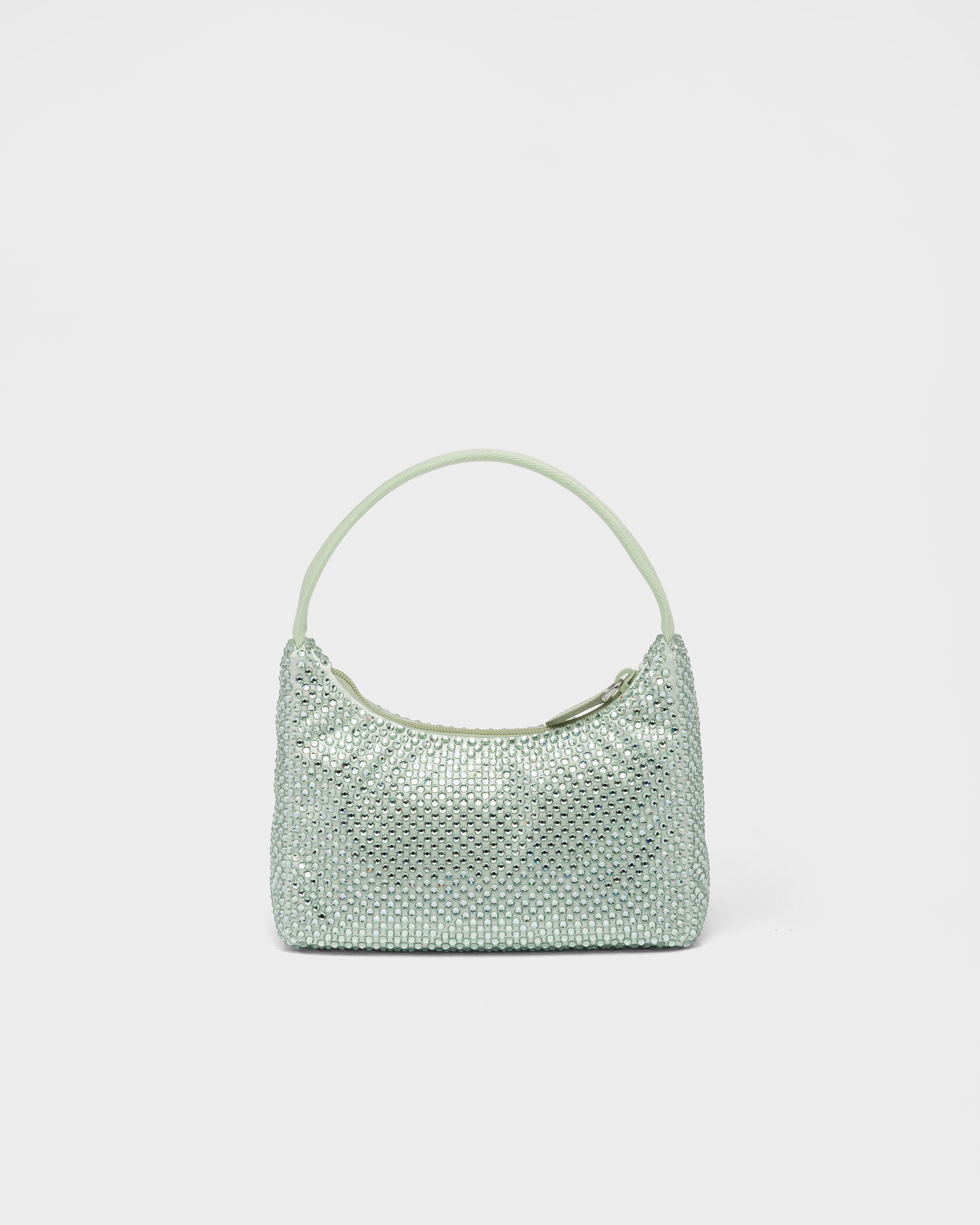 Aqua Satin Minibag With Crystals PRADA