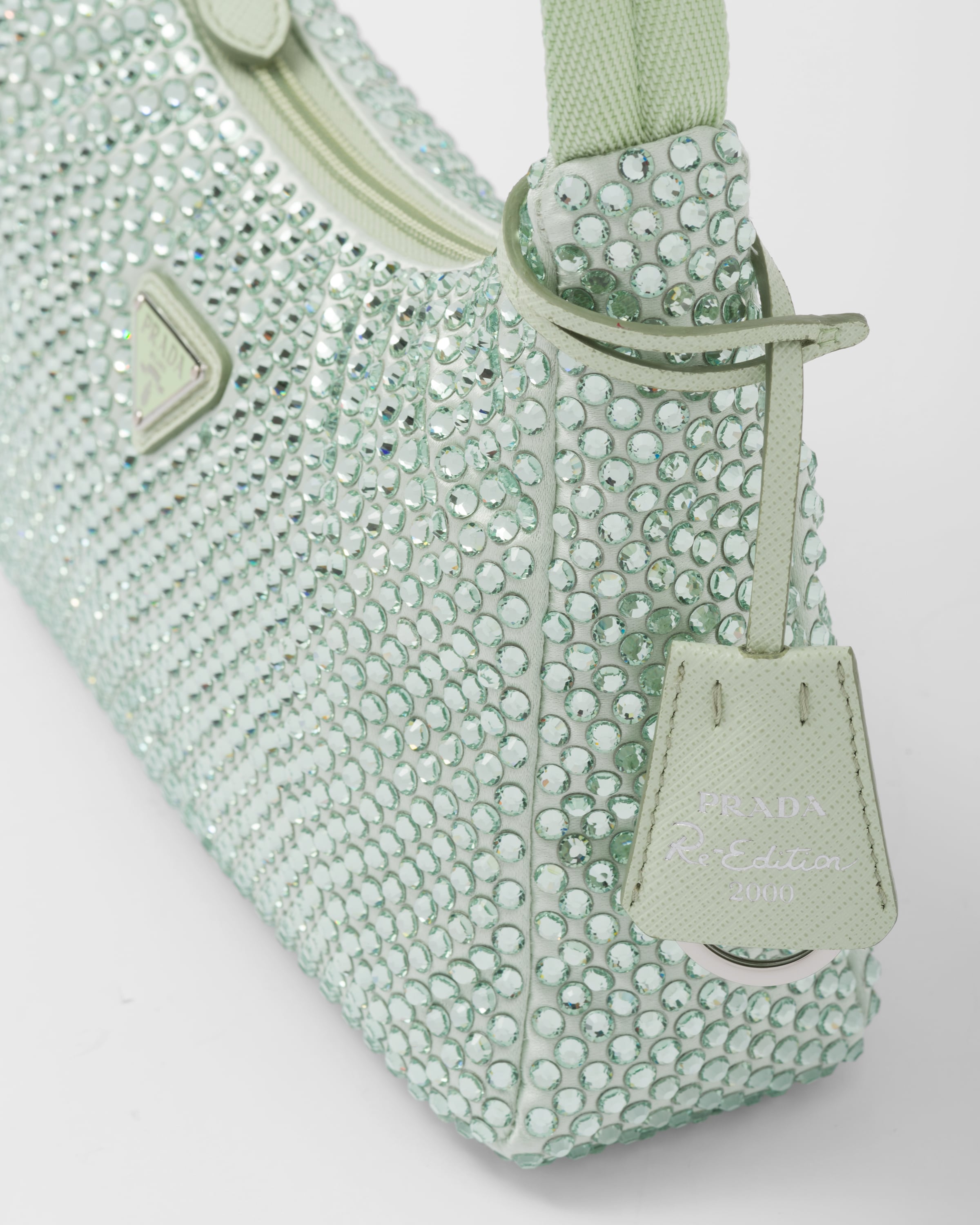 Aqua Satin minibag with crystals Prada