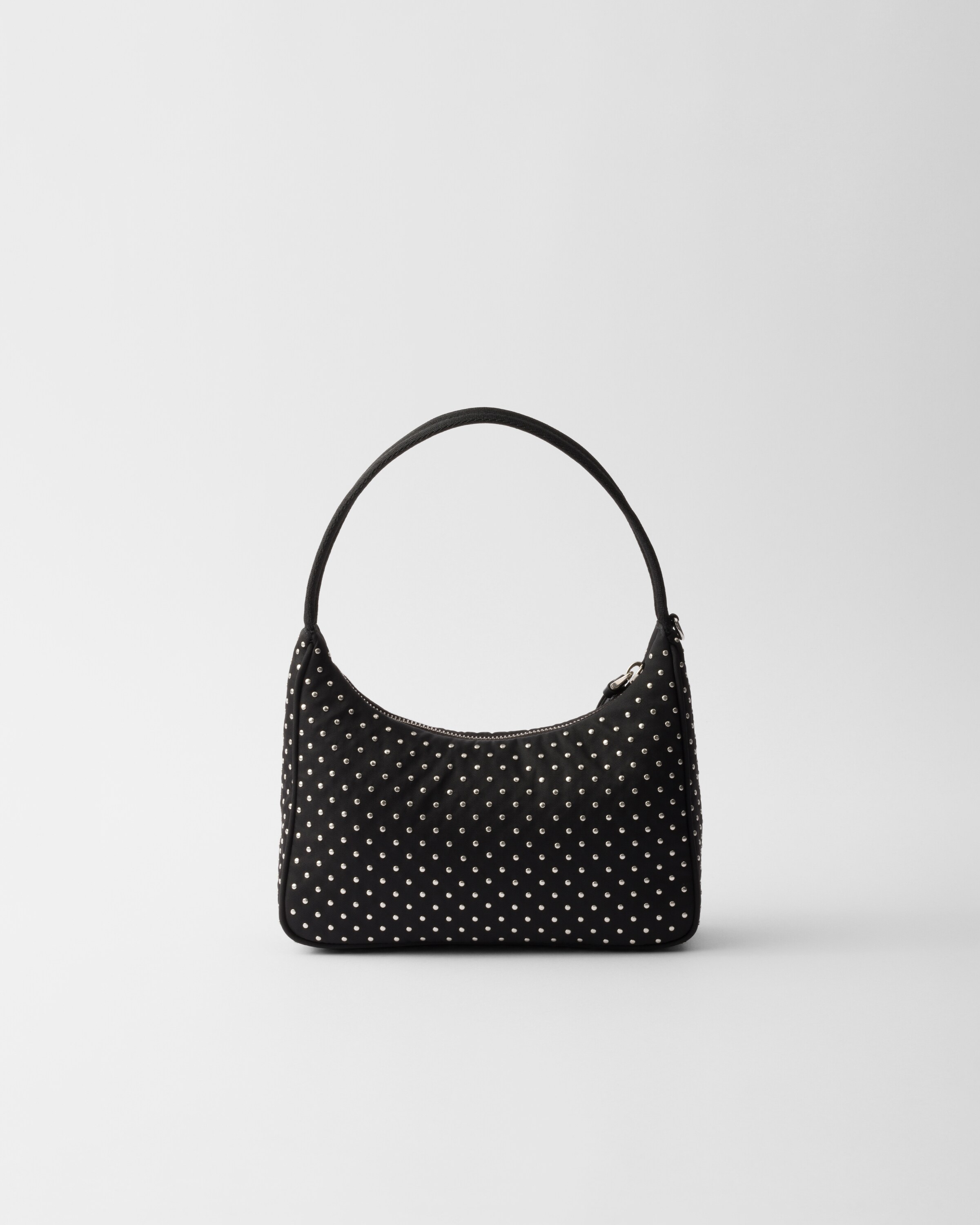 Shop Prada Re-edition Re-nylon Mini Bag With Studs In Black