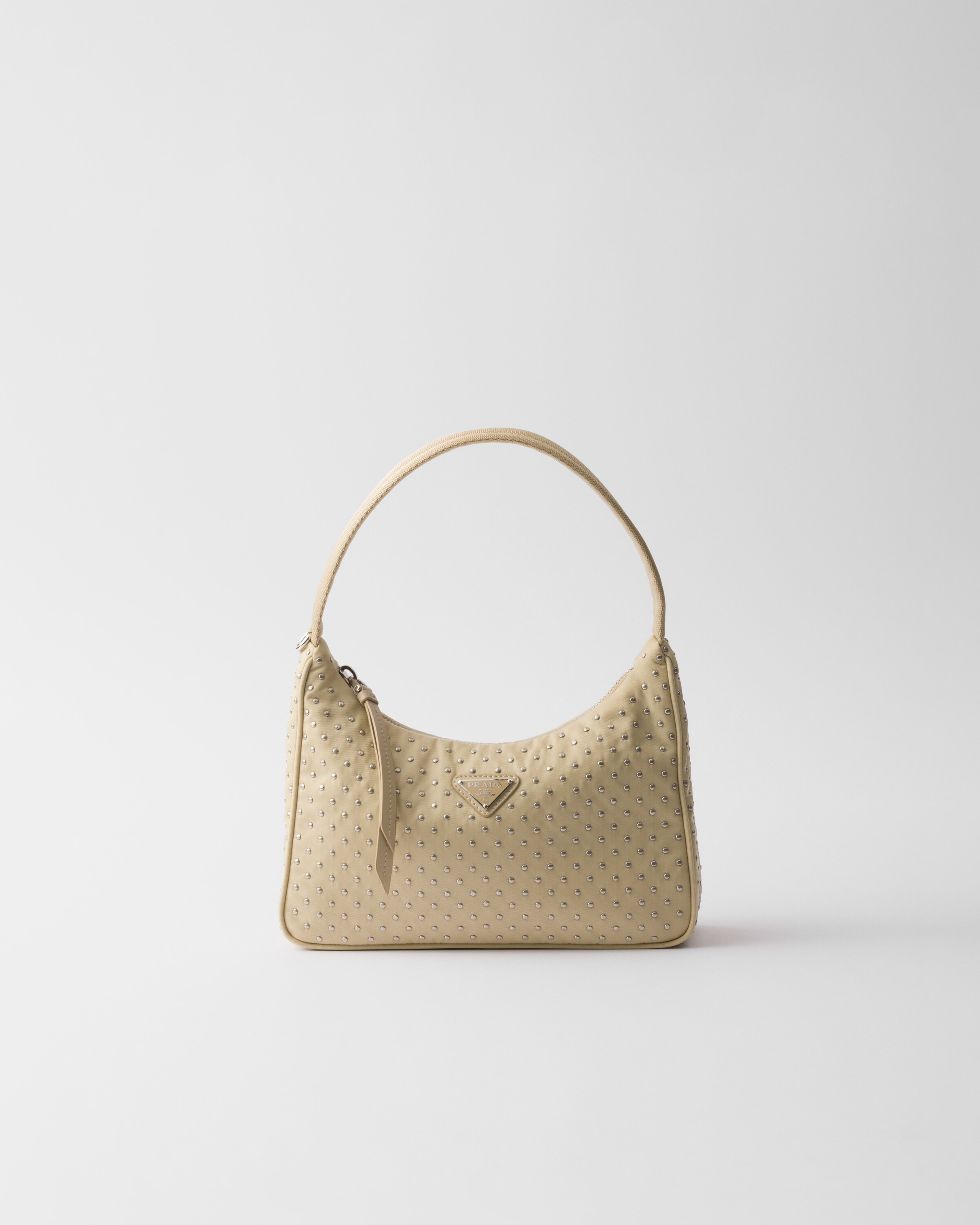 サンドベージュ スタッズ付 Re-Nylon ミニバッグ | PRADA 