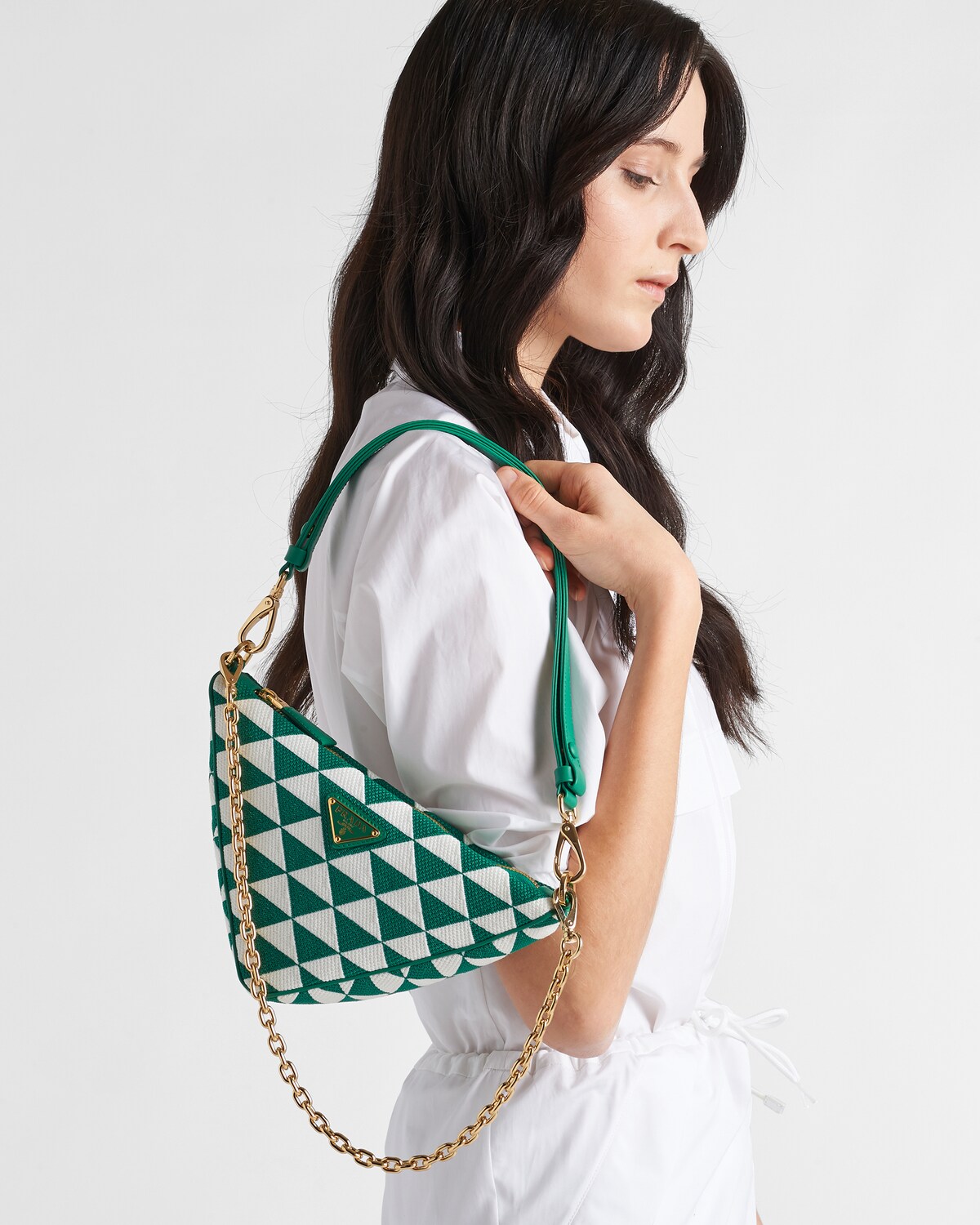 Mango/white Embroidered Jacquard Fabric Minibag PRADA