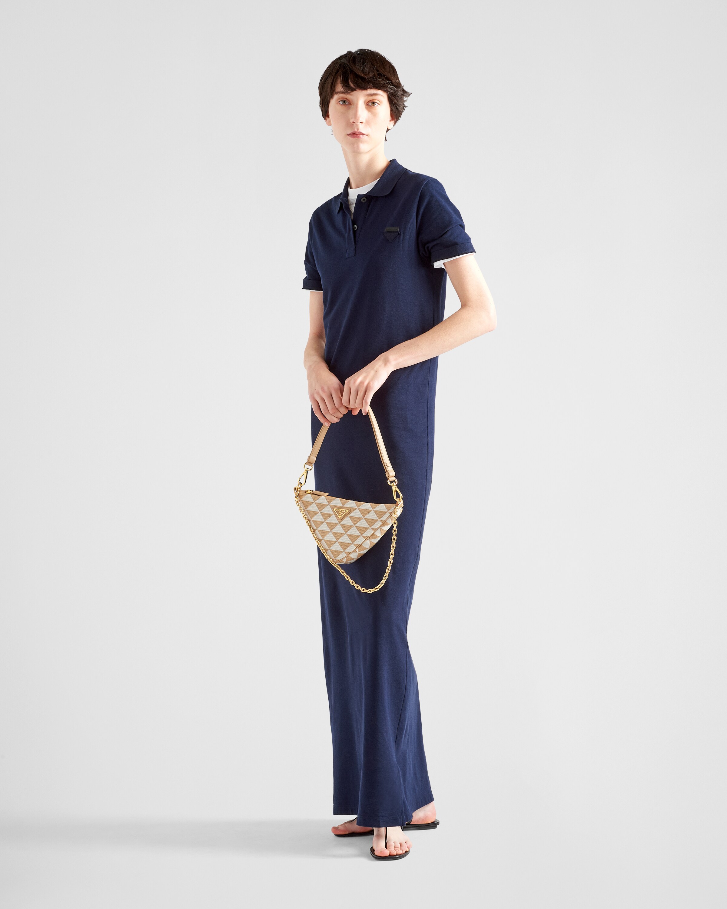 Beige/chalk White Embroidered jacquard fabric minibag Prada