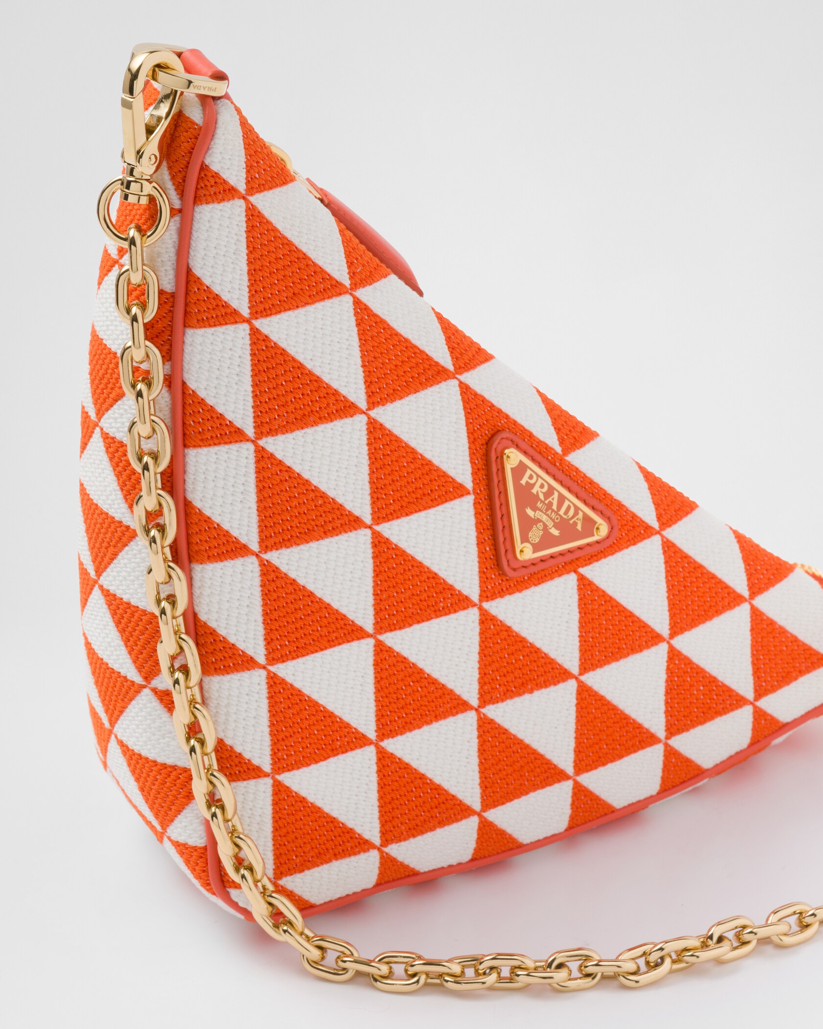 Orange/white Embroidered Jacquard Fabric Minibag PRADA