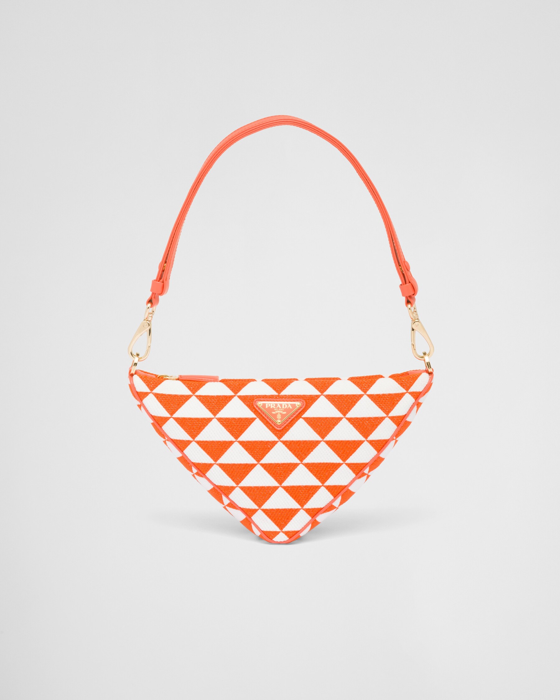 Orange/white Embroidered Jacquard Fabric Minibag PRADA