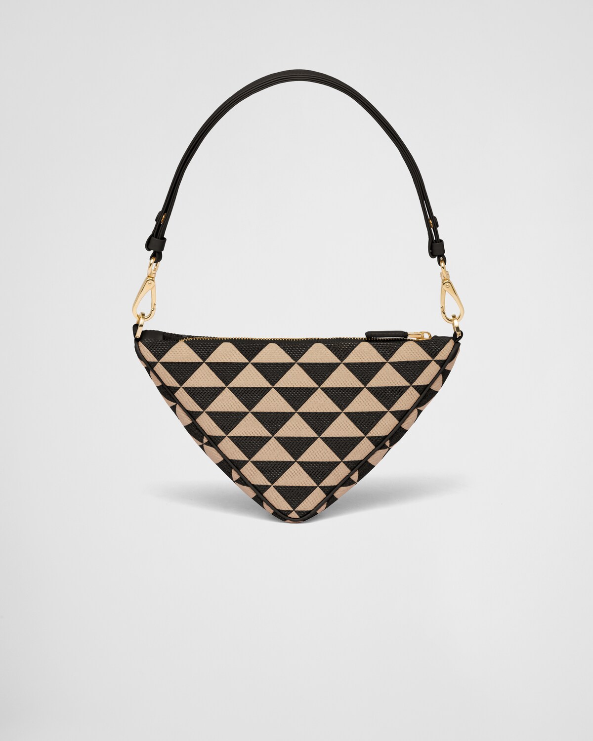 Black/beige Embroidered Jacquard Fabric Minibag PRADA