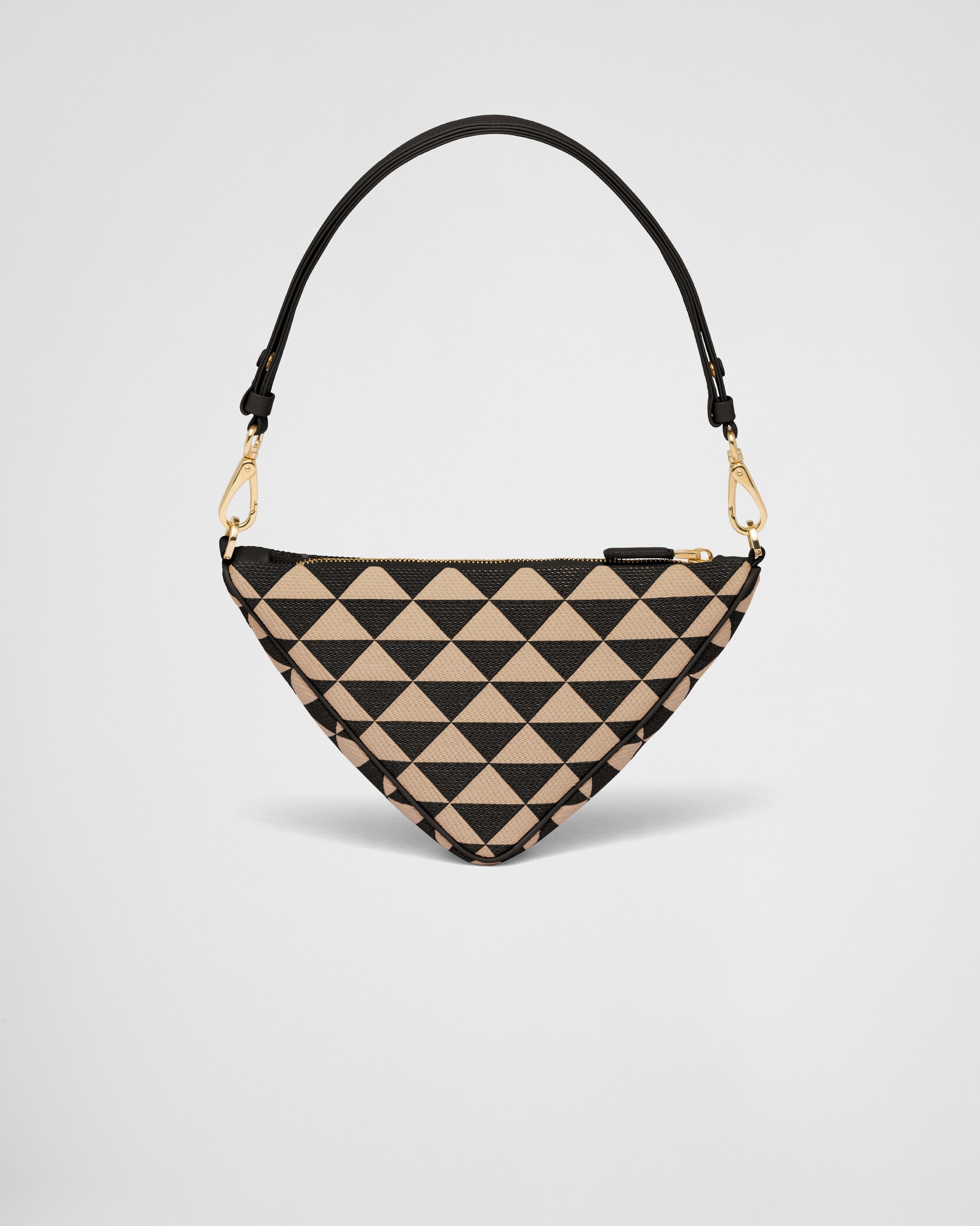 Black/beige Embroidered Jacquard Fabric Minibag PRADA