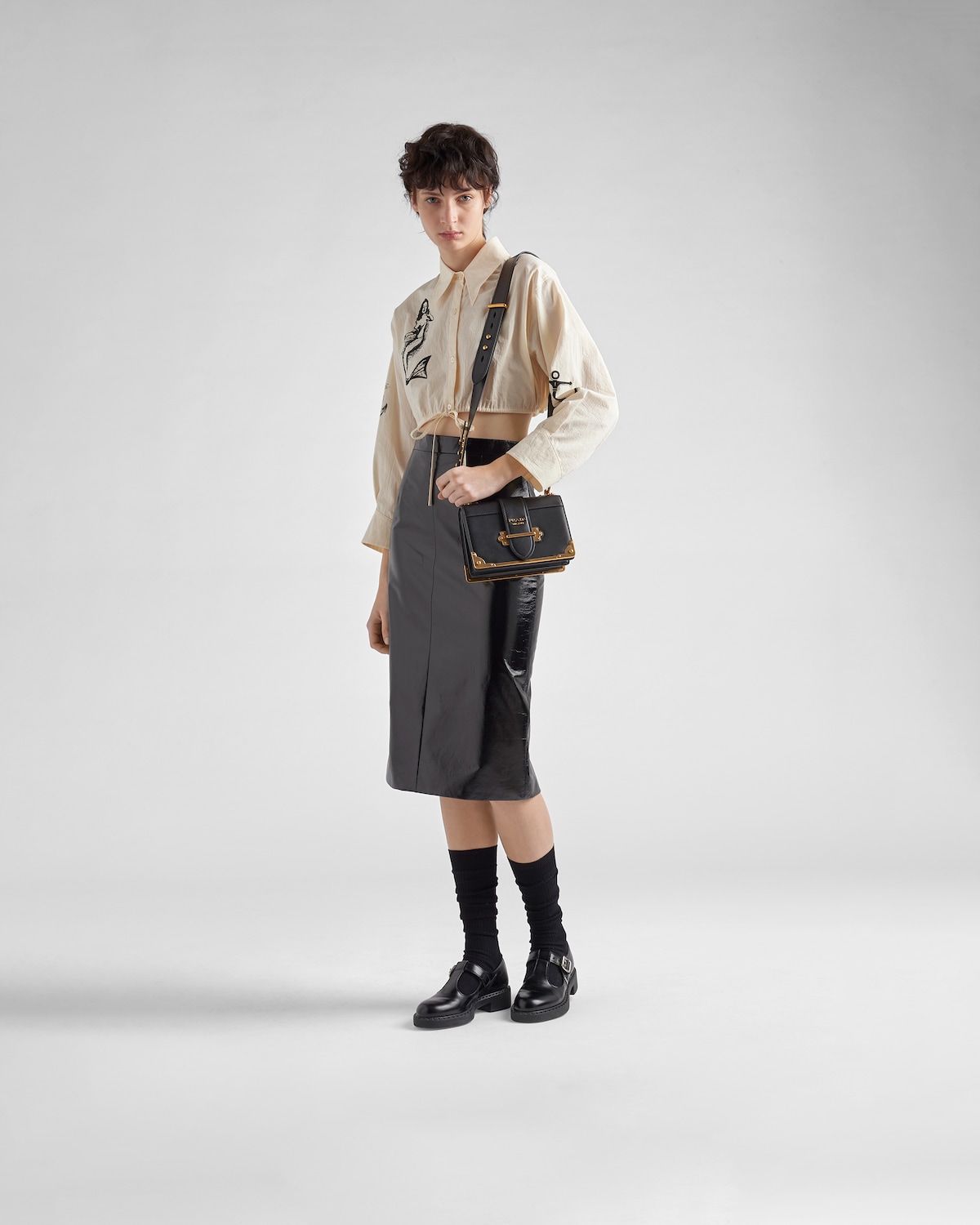 Black Prada Cahier Leather Bag | PRADA