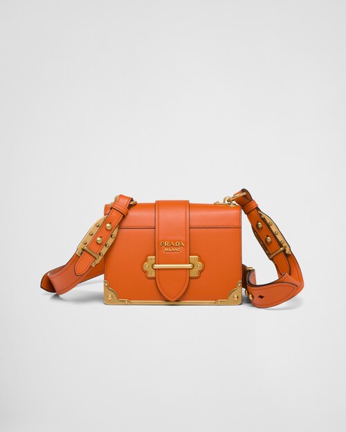 Papaya Prada Cahier leather bag | Prada