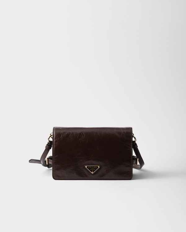 Black/Hazelnut Prada Swing smooth leather shoulder bag | PRADA